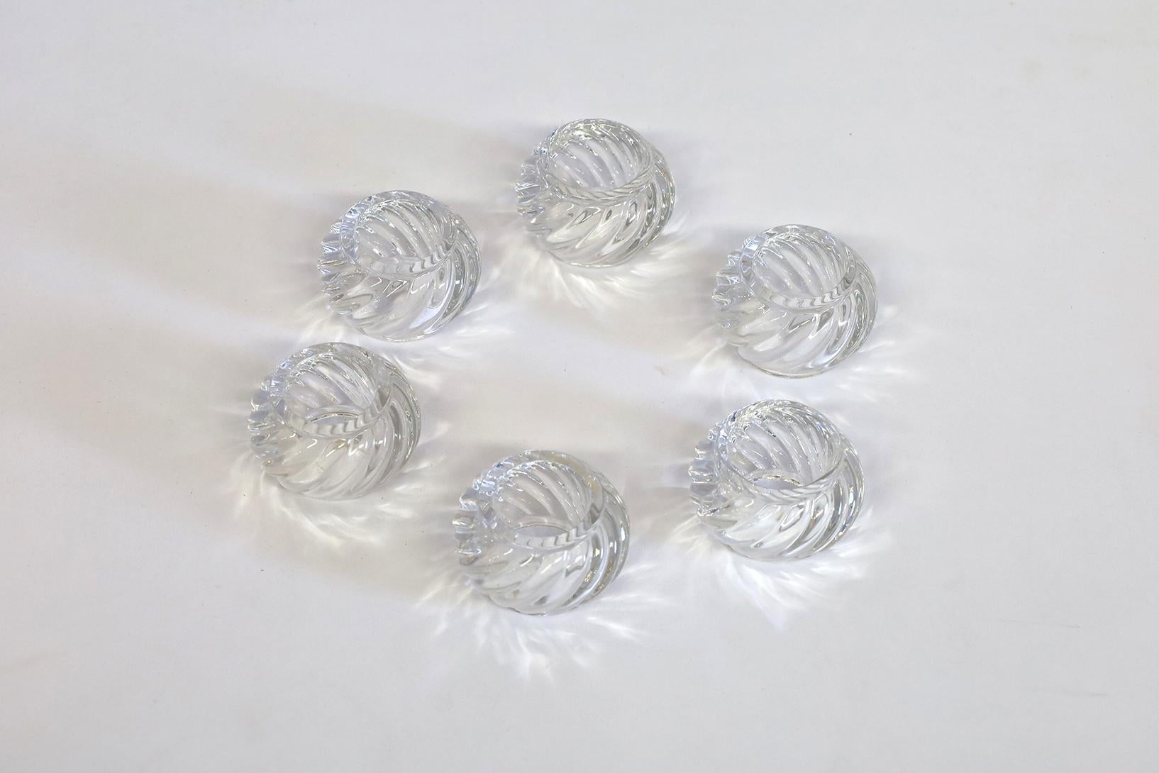 Hand-Crafted Set of 6 Swirl Bambous Baccarat Napkin Rings