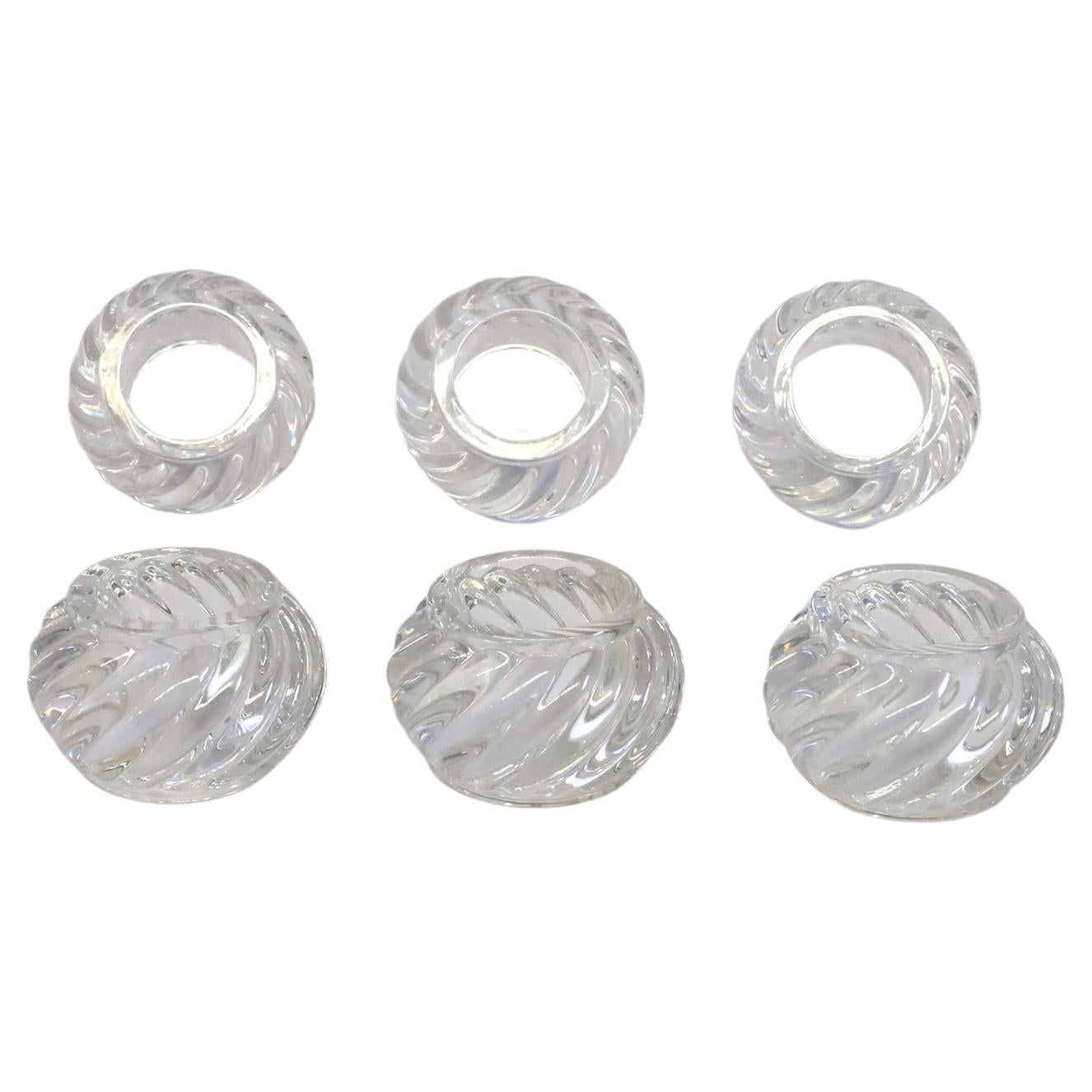 Set of 6 Swirl Bambous Baccarat Napkin Rings