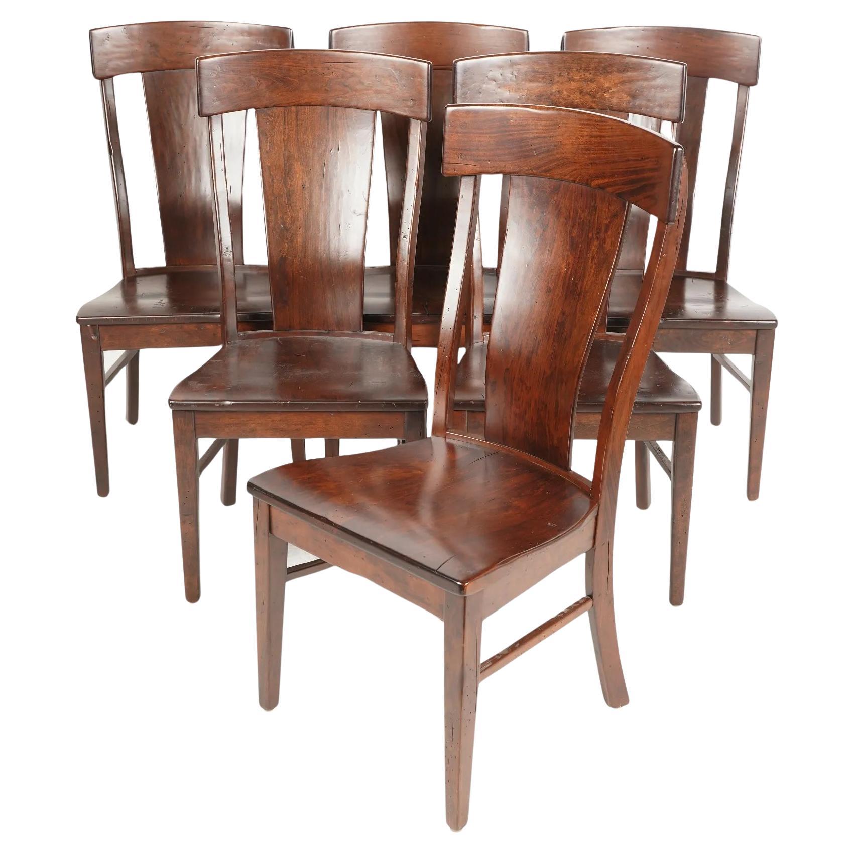 Set of 6 T Back Dining Chairs made by Simply Amish "Harlow" Model For Sale