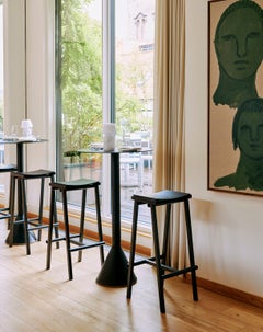 Set of 6 Taburete 8 Bar Stool High-Black Powder Coated Steel-Marc Morro for Hay