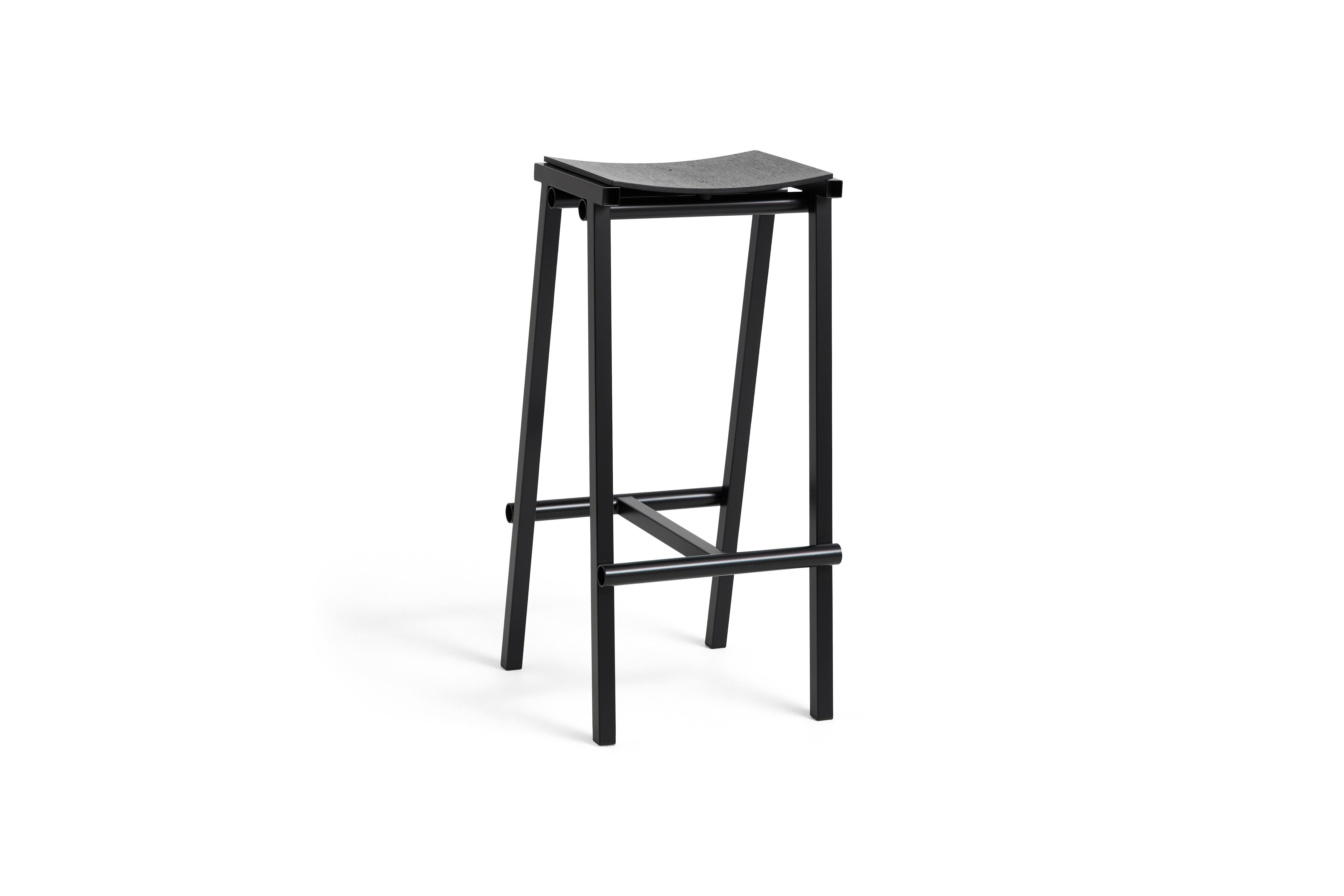 Juego de 6 Taburete de bar Taburete 8 alto-Acero recubierto de polvo negro-Marc Morro para Hay Chino en venta