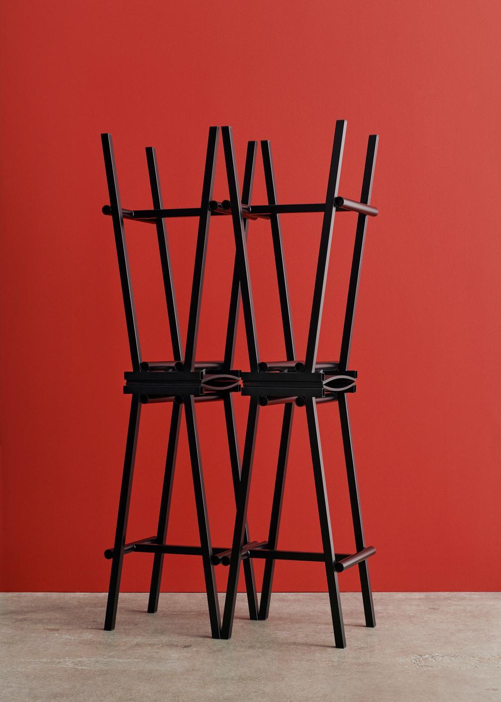 Juego de 6 Taburete de bar Taburete 8 alto-Acero recubierto de polvo negro-Marc Morro para Hay en venta 1