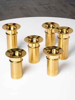 Set of 6 Tapio Wirkkala TW 486 Brass Candle Holders, Kultakeskus Oy, Finland