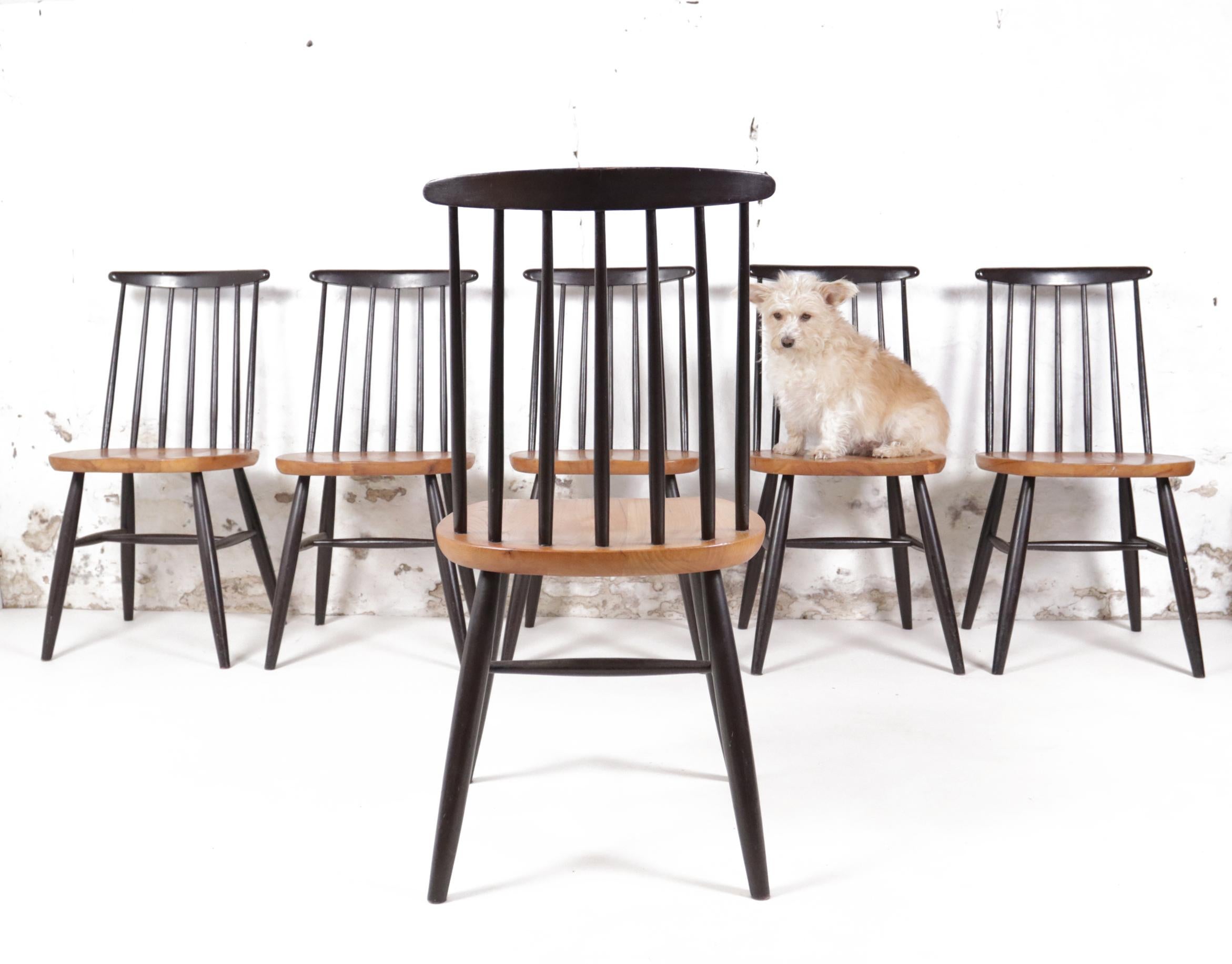 Pine Set of 6 Tapiovaara / Pastoe Style Dining Room Chairs