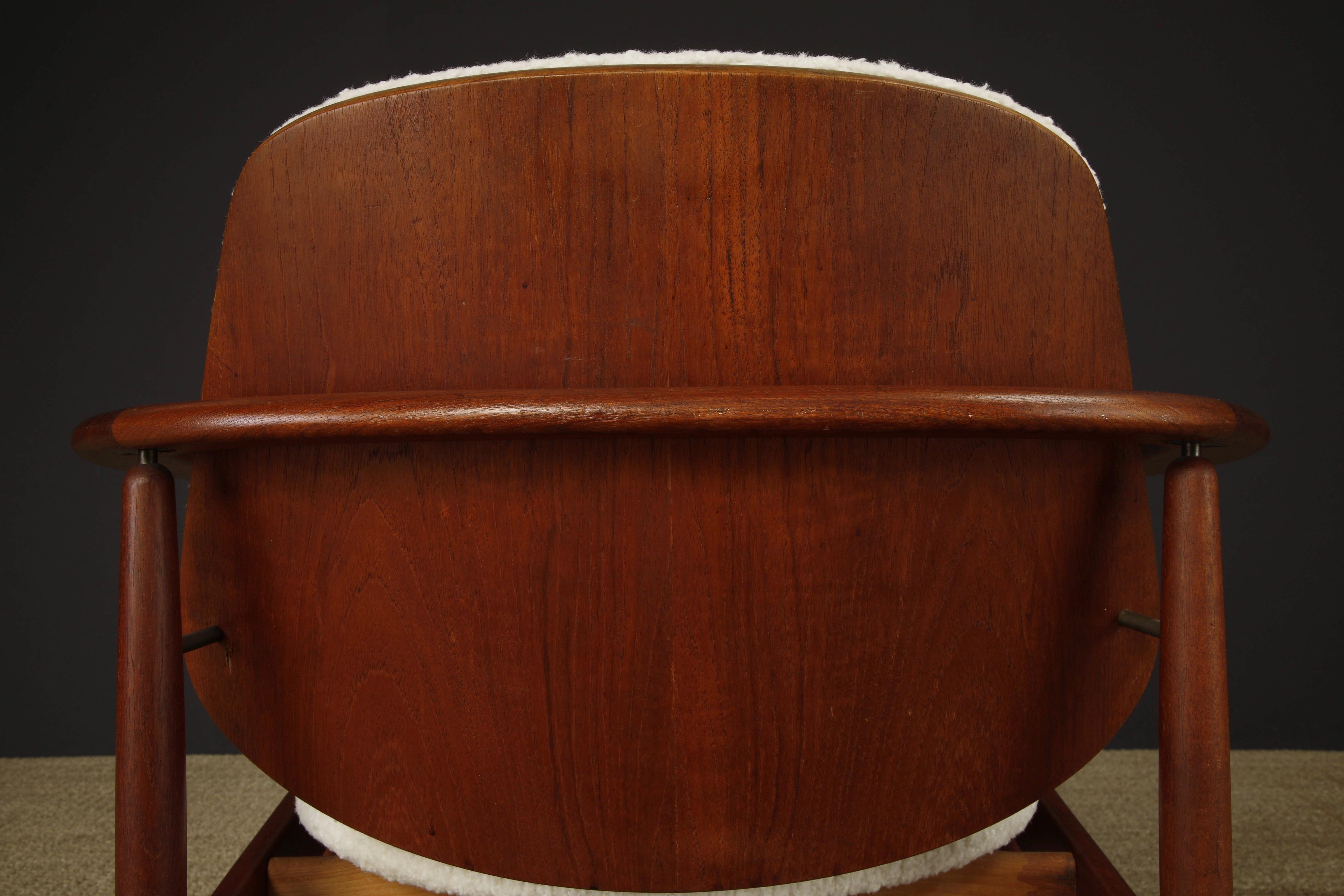 Conjunto de 6 Sillas de Comedor de Teca y Bouclé de Arne Hovmand-Olsen, Años 60 en venta 6