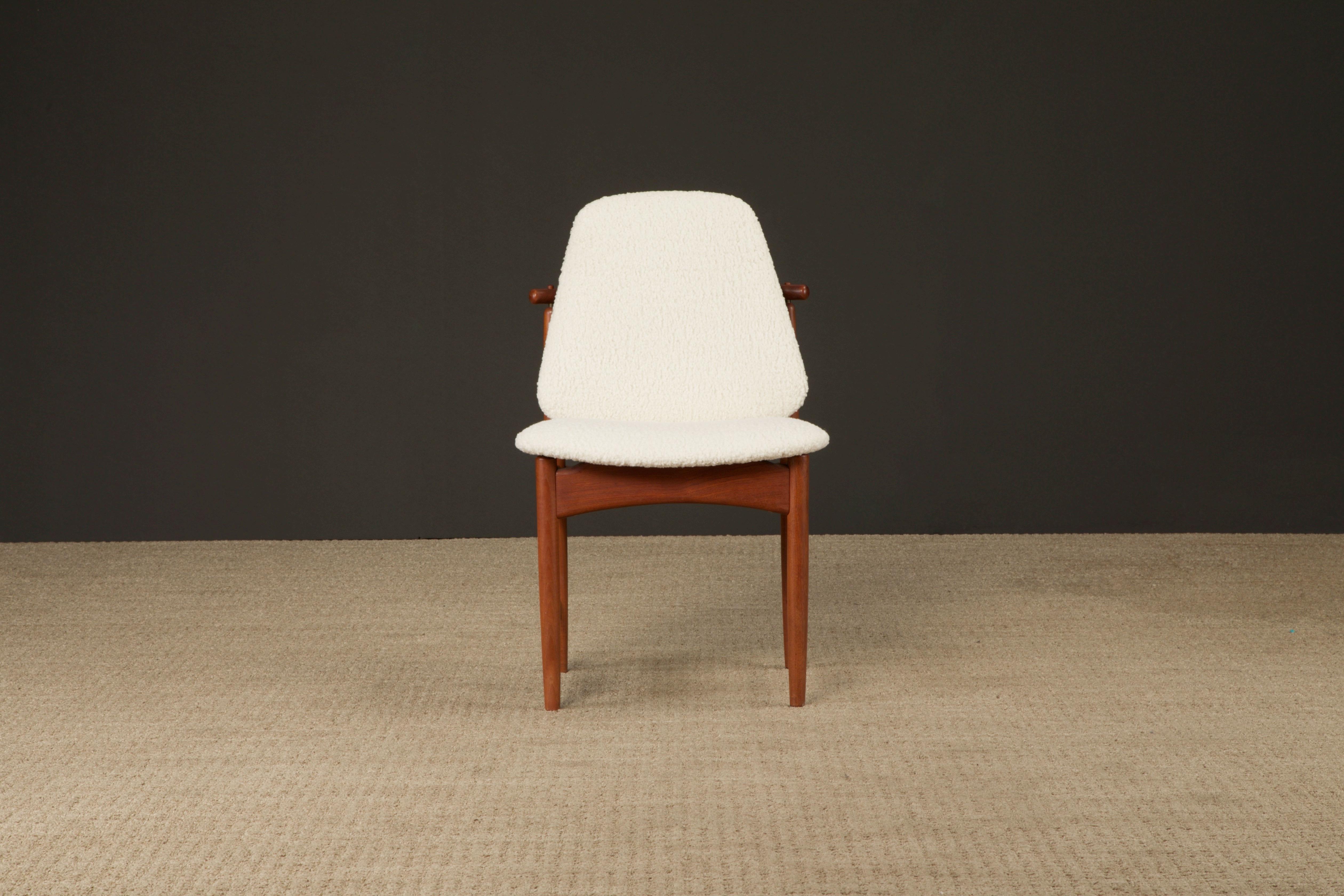 Conjunto de 6 Sillas de Comedor de Teca y Bouclé de Arne Hovmand-Olsen, Años 60 en venta 7