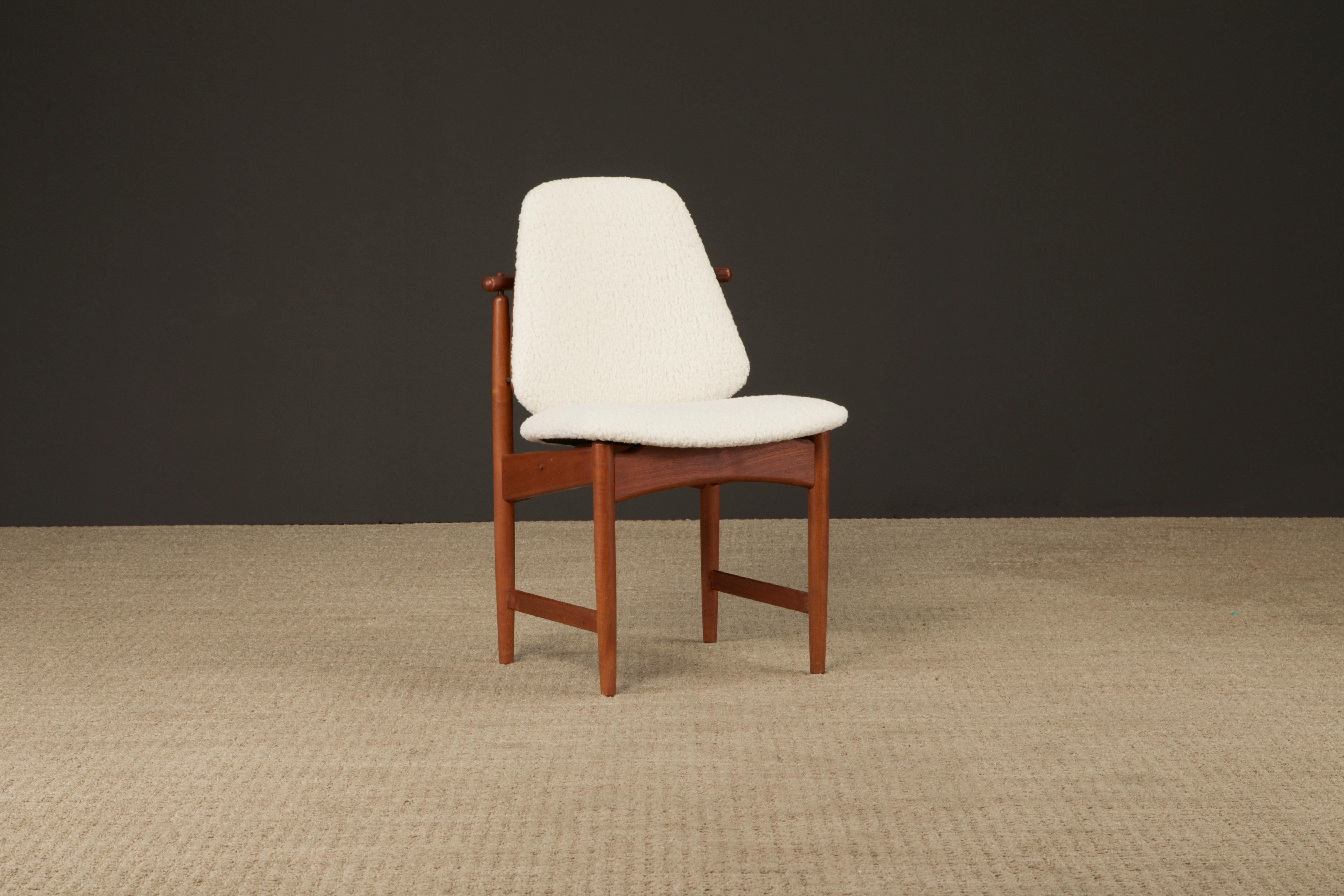 Conjunto de 6 Sillas de Comedor de Teca y Bouclé de Arne Hovmand-Olsen, Años 60 en venta 8