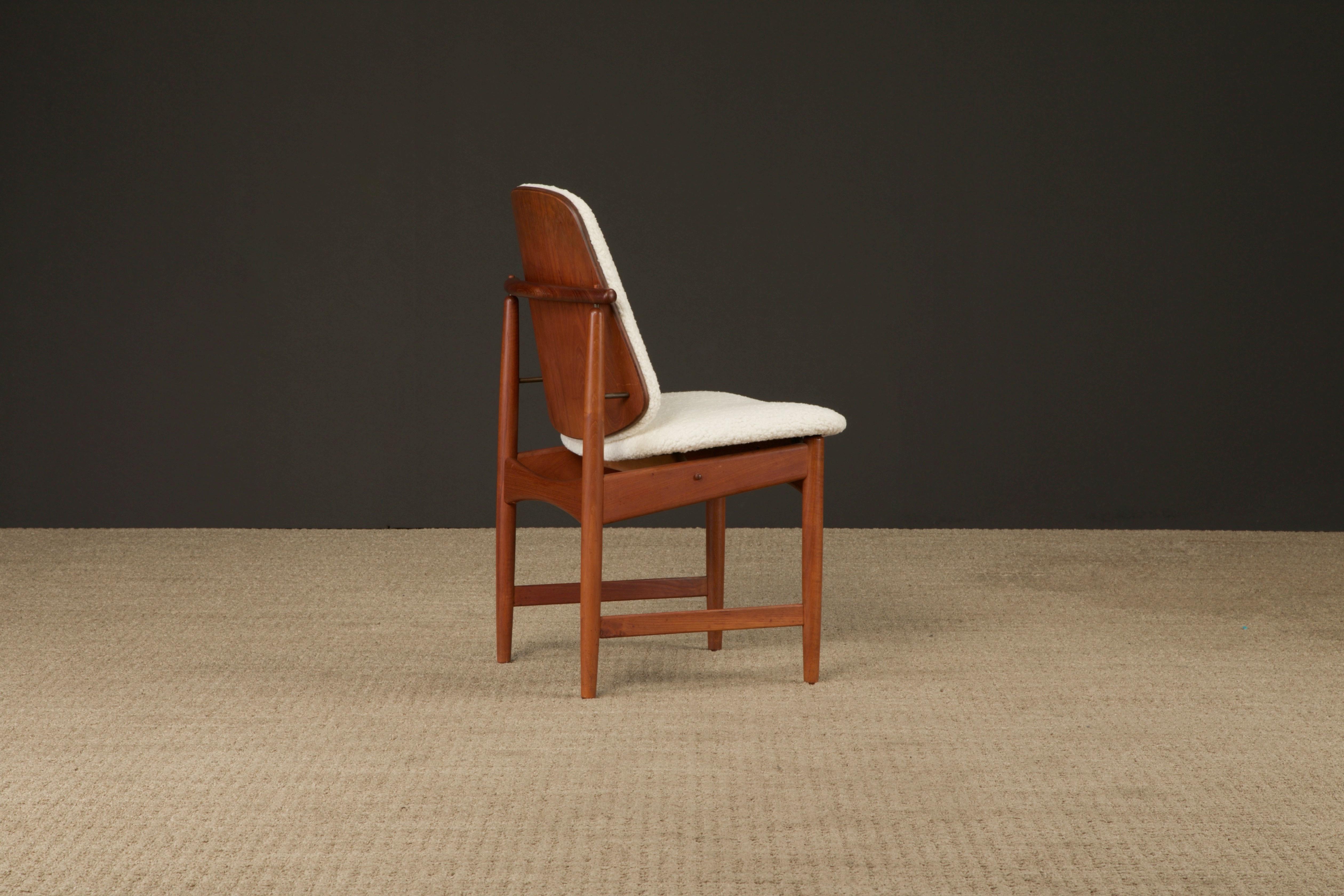 Conjunto de 6 Sillas de Comedor de Teca y Bouclé de Arne Hovmand-Olsen, Años 60 en venta 10