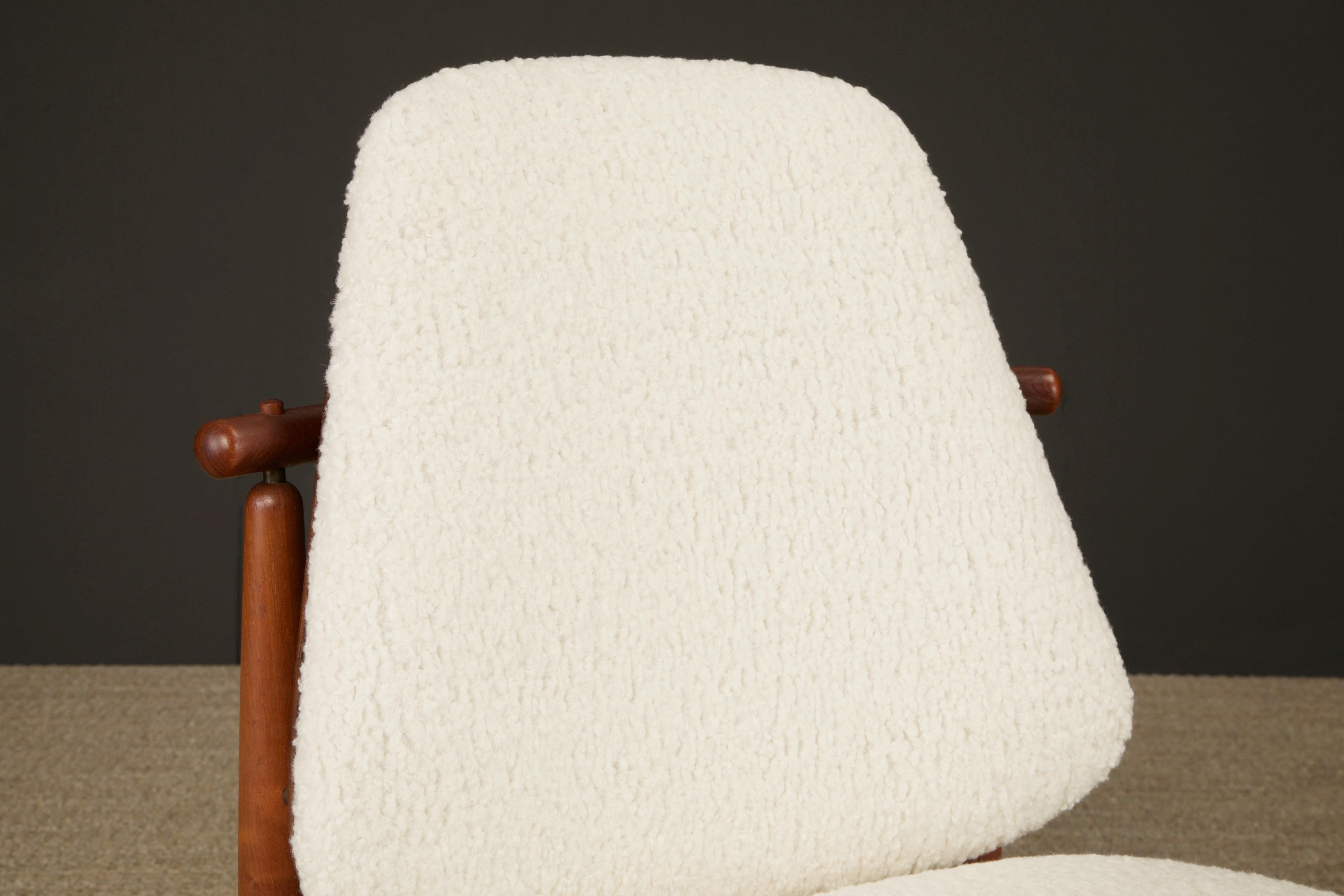 Conjunto de 6 Sillas de Comedor de Teca y Bouclé de Arne Hovmand-Olsen, Años 60 en venta 12