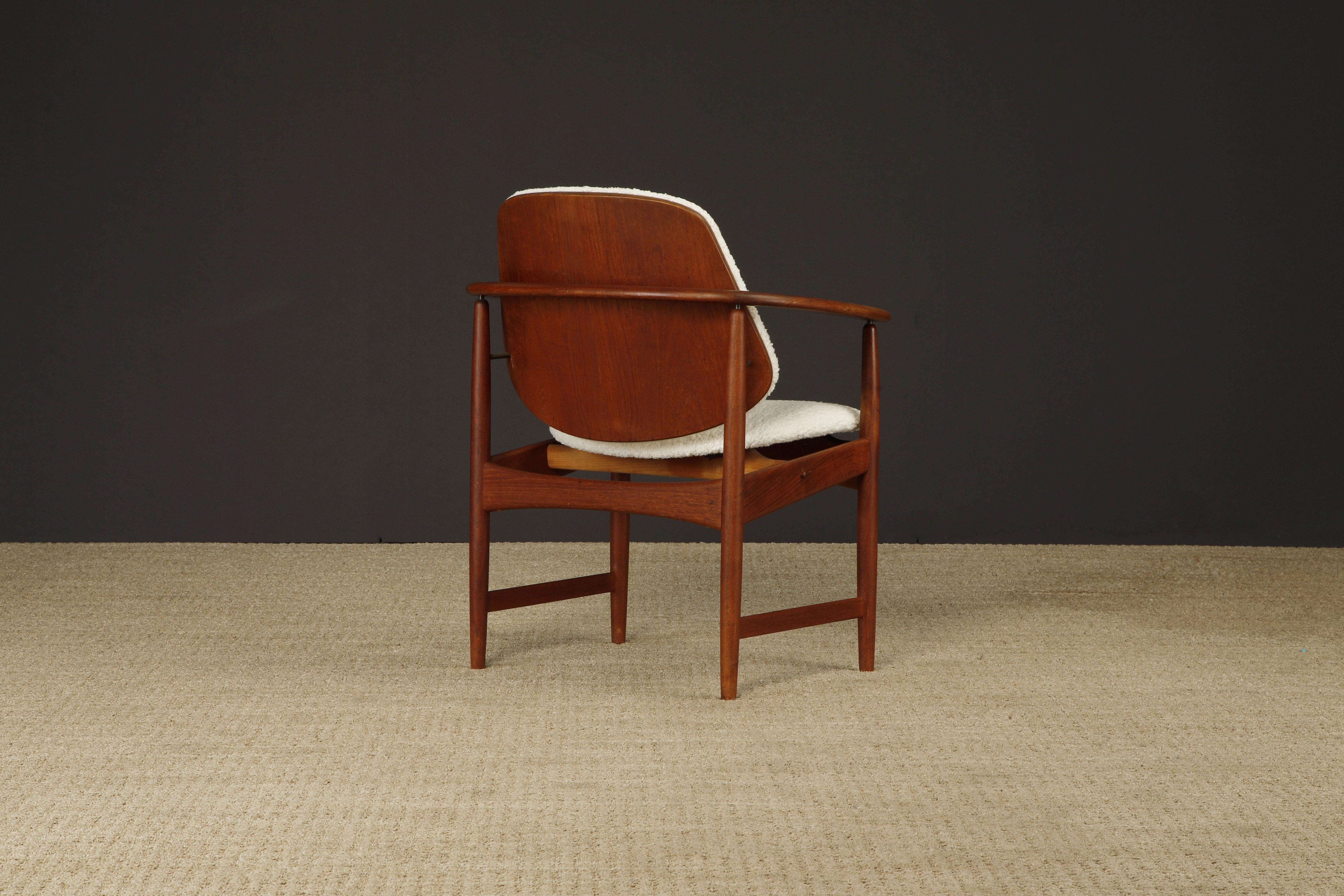 Conjunto de 6 Sillas de Comedor de Teca y Bouclé de Arne Hovmand-Olsen, Años 60 en venta 2