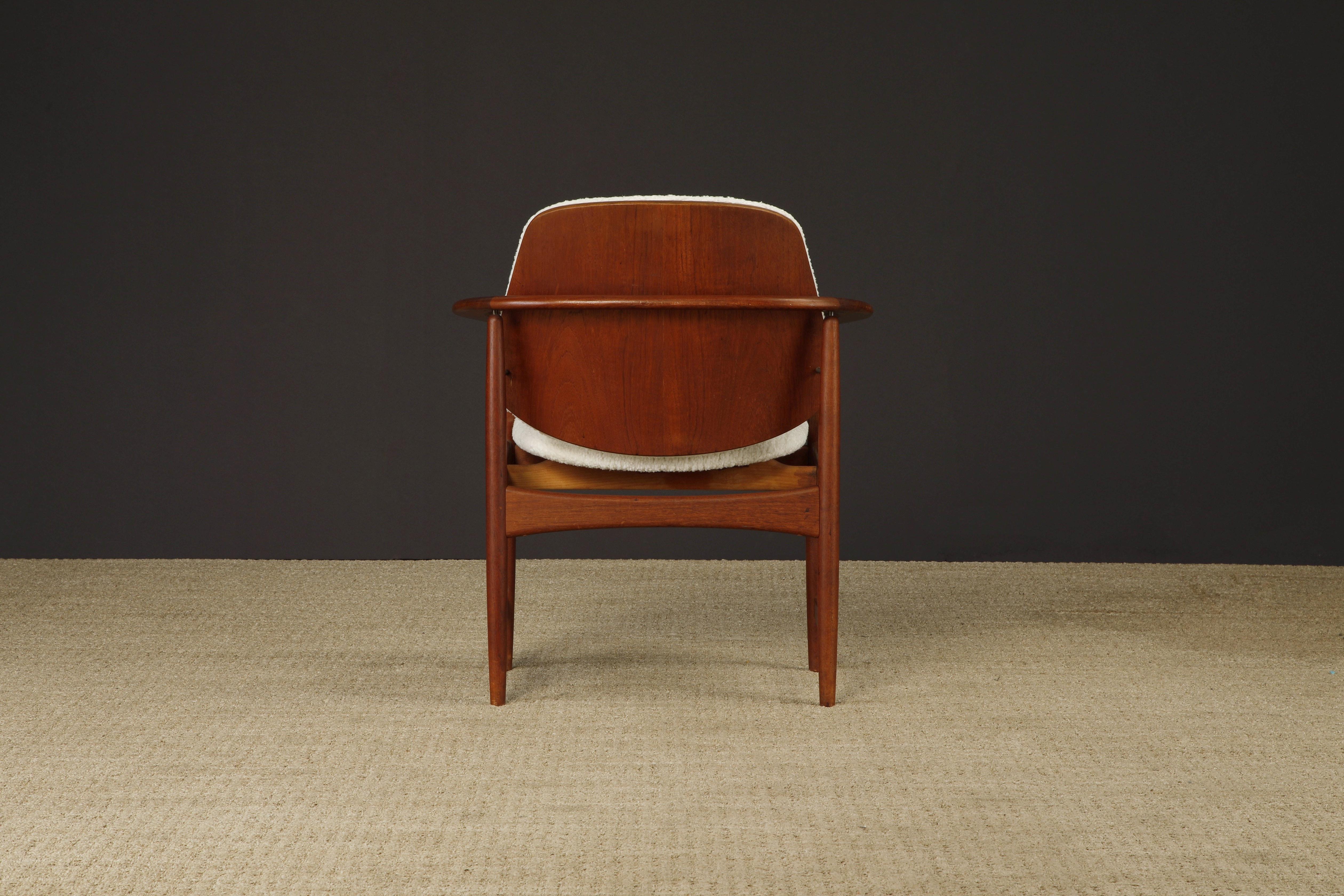 Conjunto de 6 Sillas de Comedor de Teca y Bouclé de Arne Hovmand-Olsen, Años 60 en venta 3