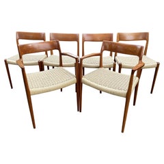 Set of 6 Teak and Papercord Dining Chairs by Niels O. Moller for J. L. Moller