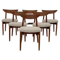 Set of 6 Teak & Boucle Dining Chairs by Harry Østergaard for Randers Møbelfabrik
