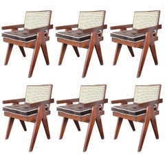 Set of 6 Teak Chairs in the Style of Pierre Jeanneret