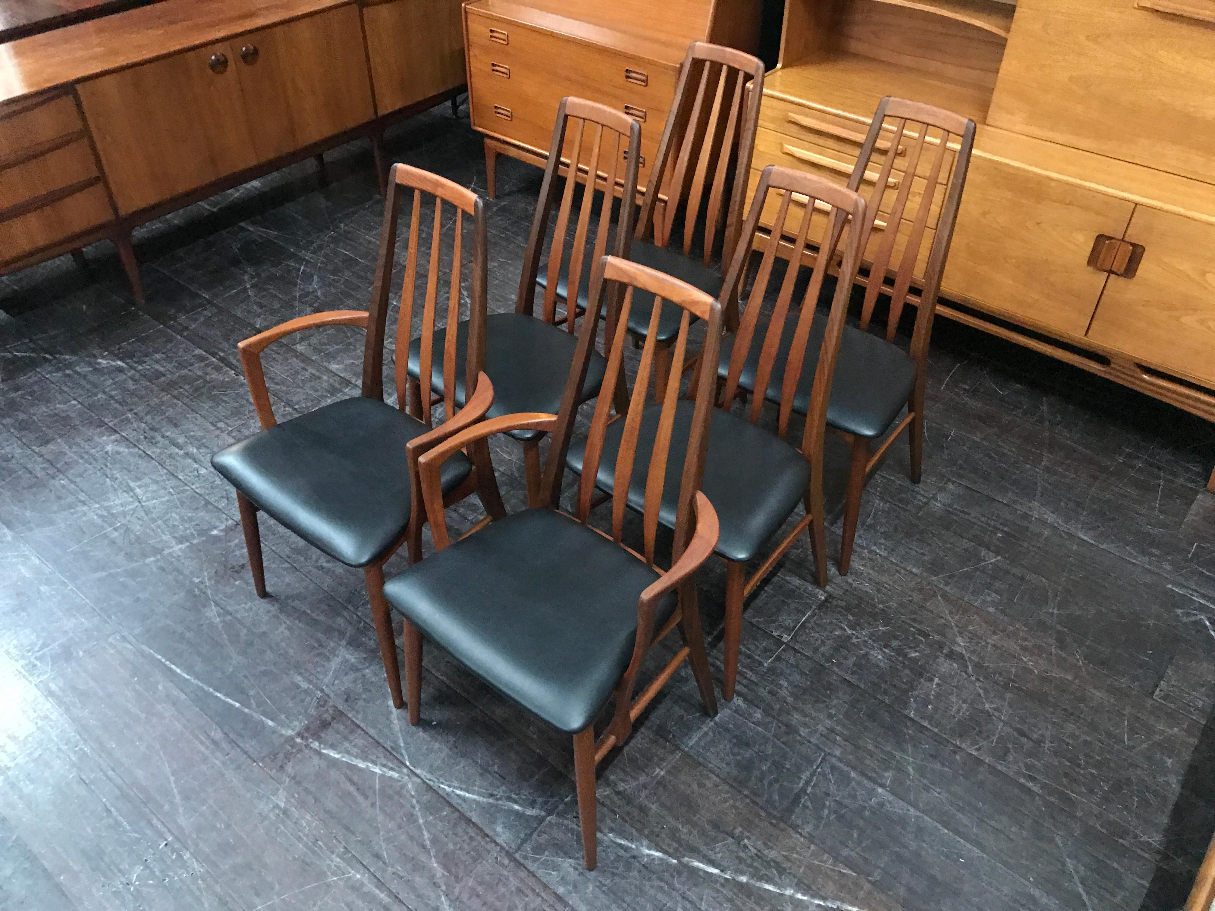 Set of 6 Teak Danish ‘Eva’ Dining Chairs by Niels Koefoed for Kofoeds Hornslet For Sale 1
