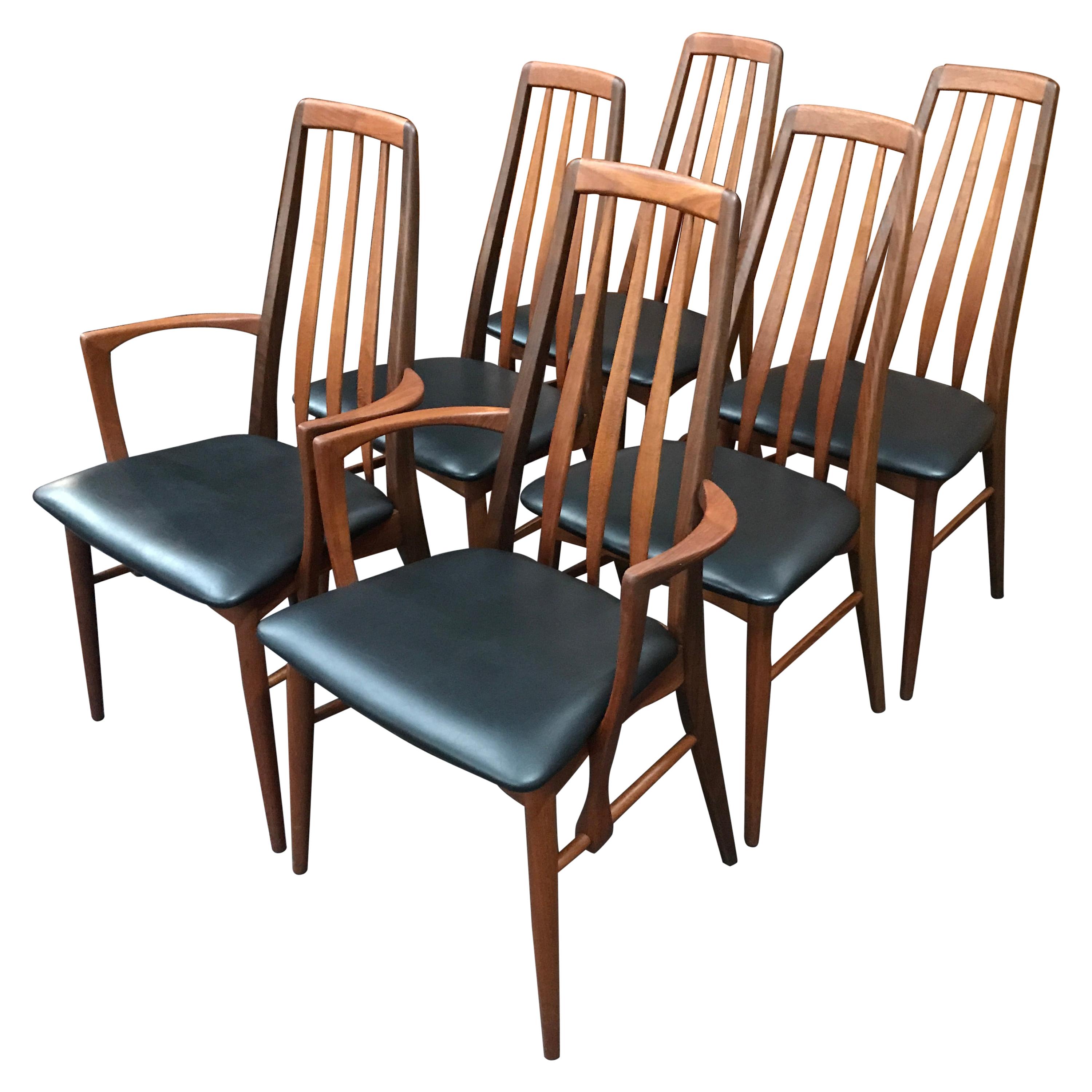 Set of 6 Teak Danish ‘Eva’ Dining Chairs by Niels Koefoed for Kofoeds Hornslet For Sale