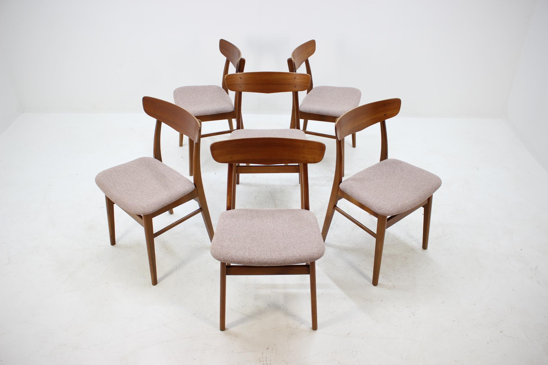 Mid-Century Modern Set Of 6 Teak Dining Chairs Denmark, 1960