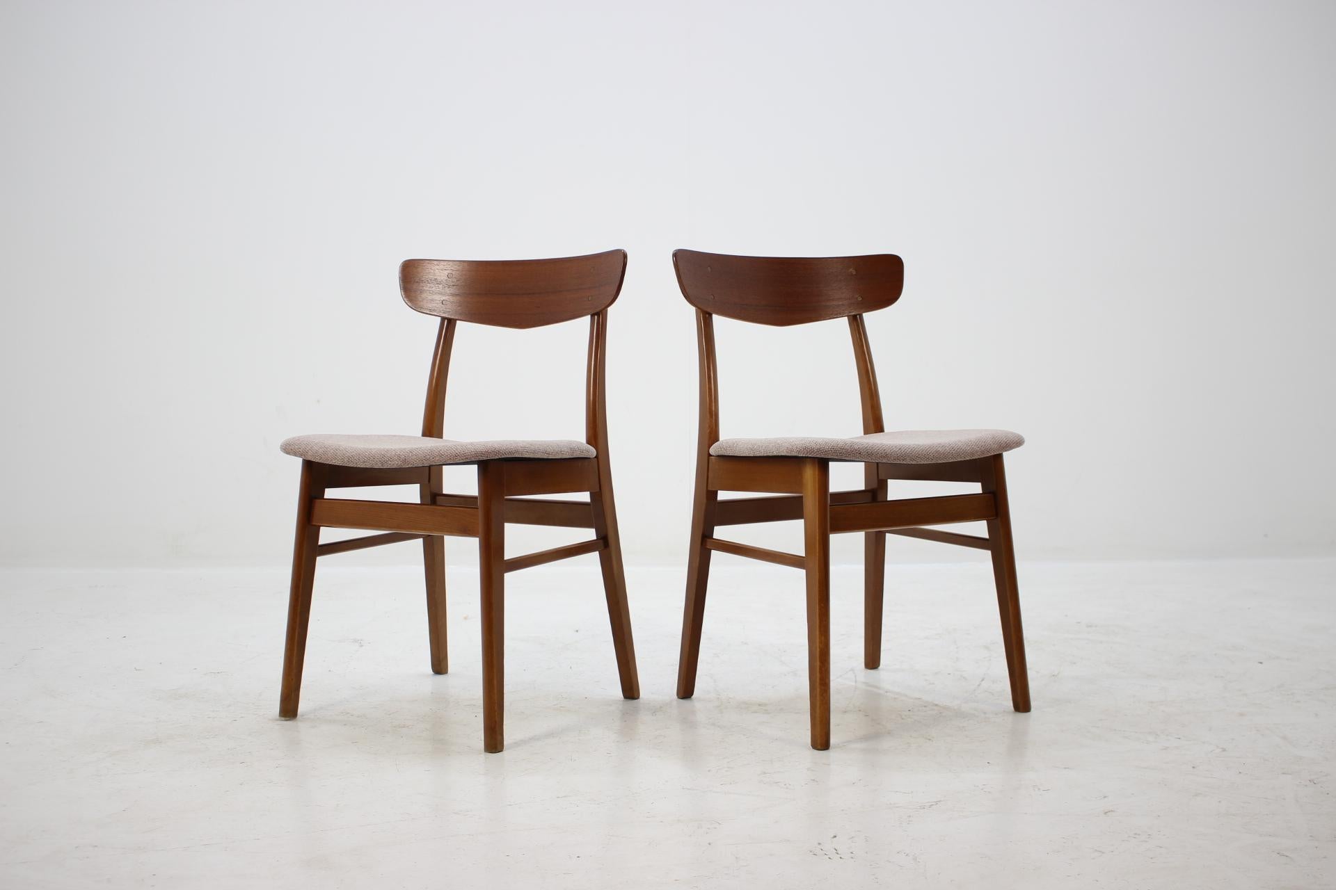 Veneer Set Of 6 Teak Dining Chairs Denmark, 1960