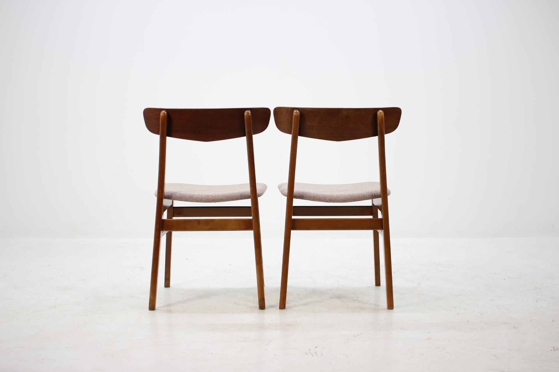 Fabric Set Of 6 Teak Dining Chairs Denmark, 1960