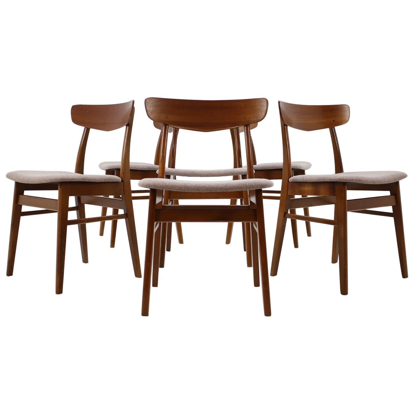 Set Of 6 Teak Dining Chairs Denmark, 1960
