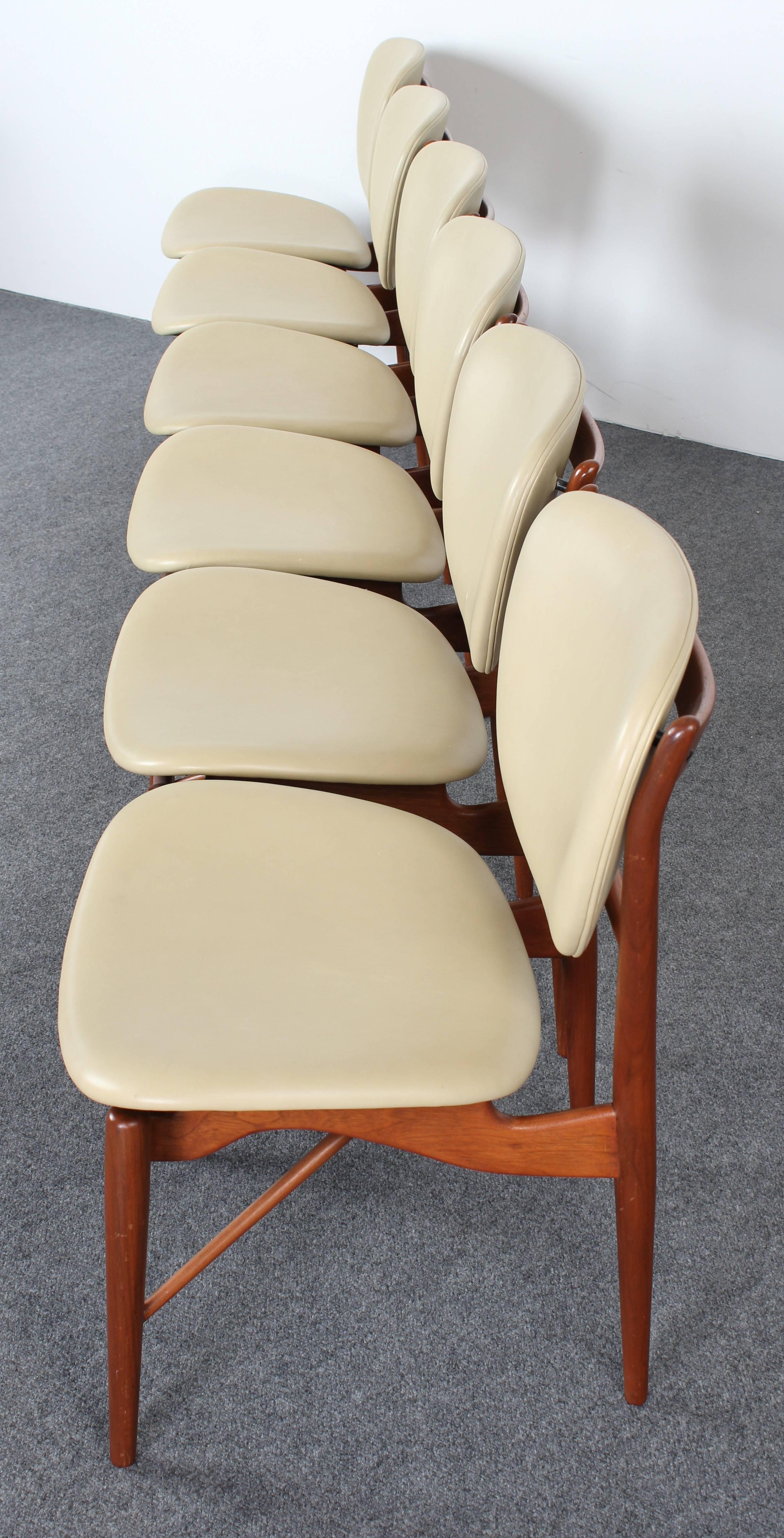 Mid-Century Modern Set of Six Teak Finn Juhl NV-51 Dining Chairs for Baker Furniture Company, 1960s