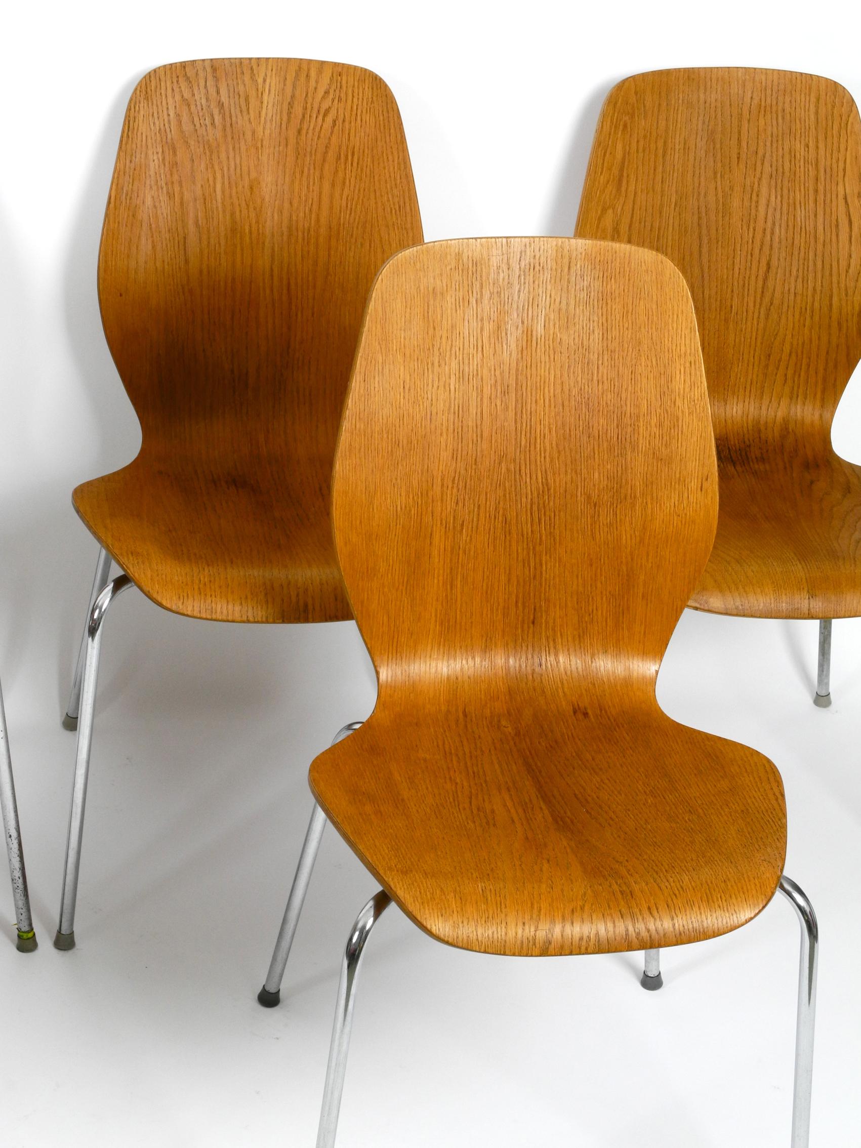 Set of 6 teak plywood chairs by Herbert Hirche for Jofa Stalmobler Denmark 4