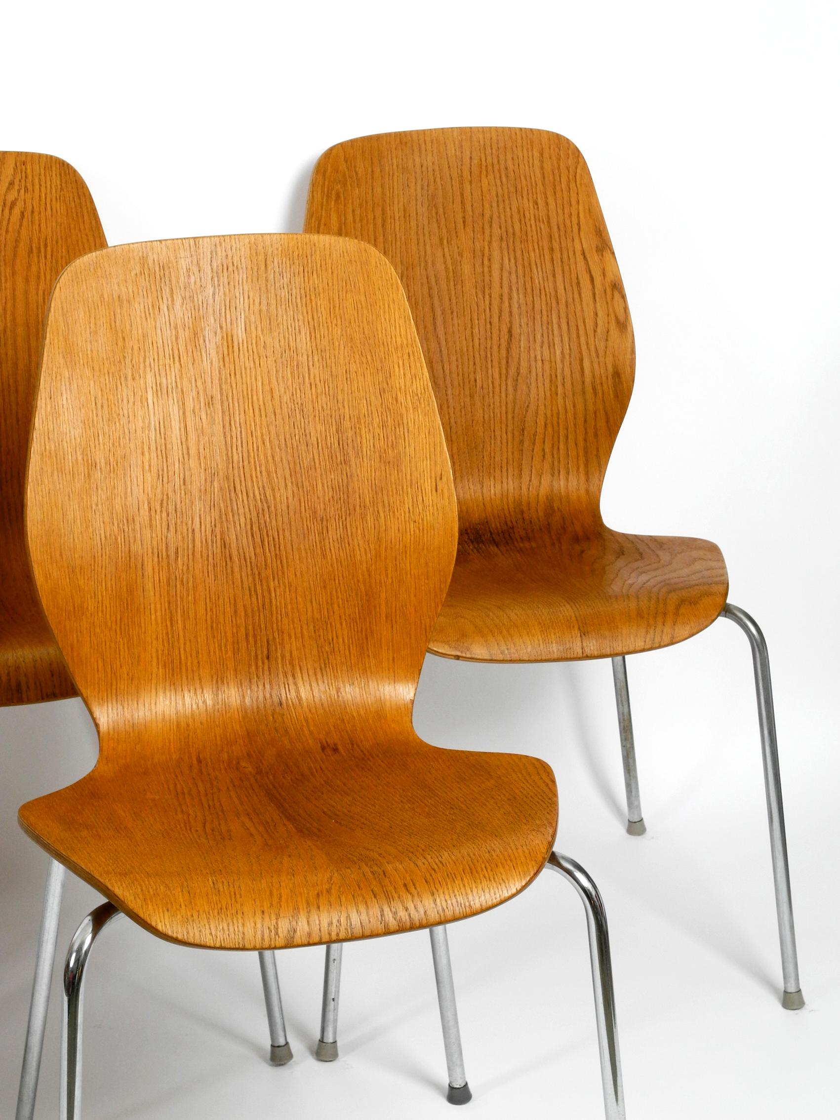 Set of 6 teak plywood chairs by Herbert Hirche for Jofa Stalmobler Denmark 7