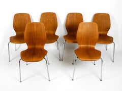 Set of 6 teak plywood chairs by Herbert Hirche for Jofa Stalmobler Denmark
