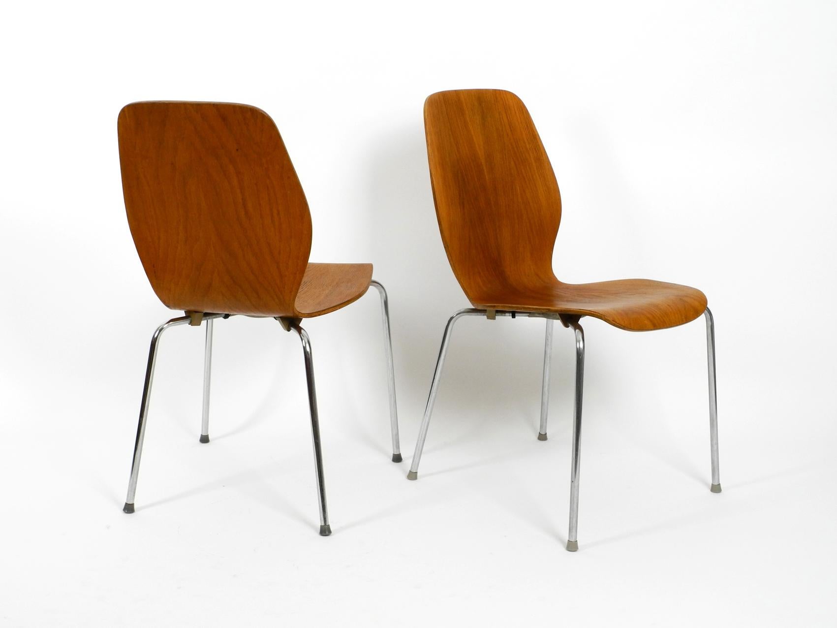 Danish Set of 6 teak plywood chairs by Herbert Hirche for Jofa Stalmobler Denmark
