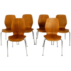 Set of 6 teak plywood chairs by Herbert Hirche for Jofa Stalmobler Denmark