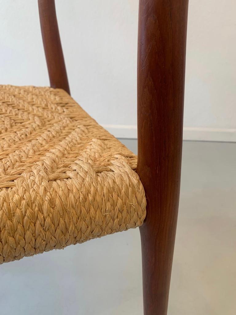 Set of 6 Teak and Rope Dining Chairs Model 77 by Niels O. Møller