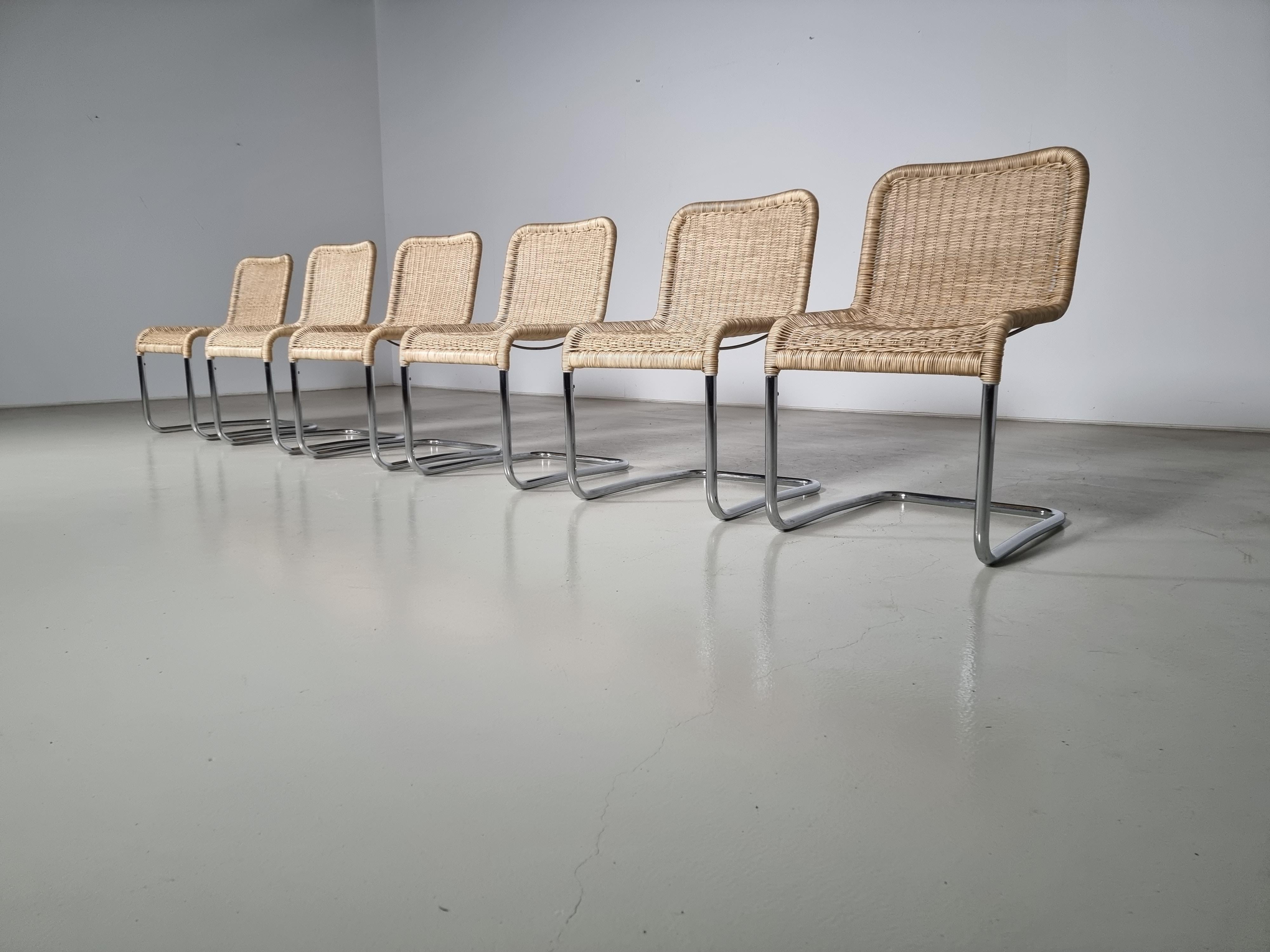 Mid-Century Modern Set of 6 Tecta B20 Dining Chairs by Axel Bruchhäuser, 1980s