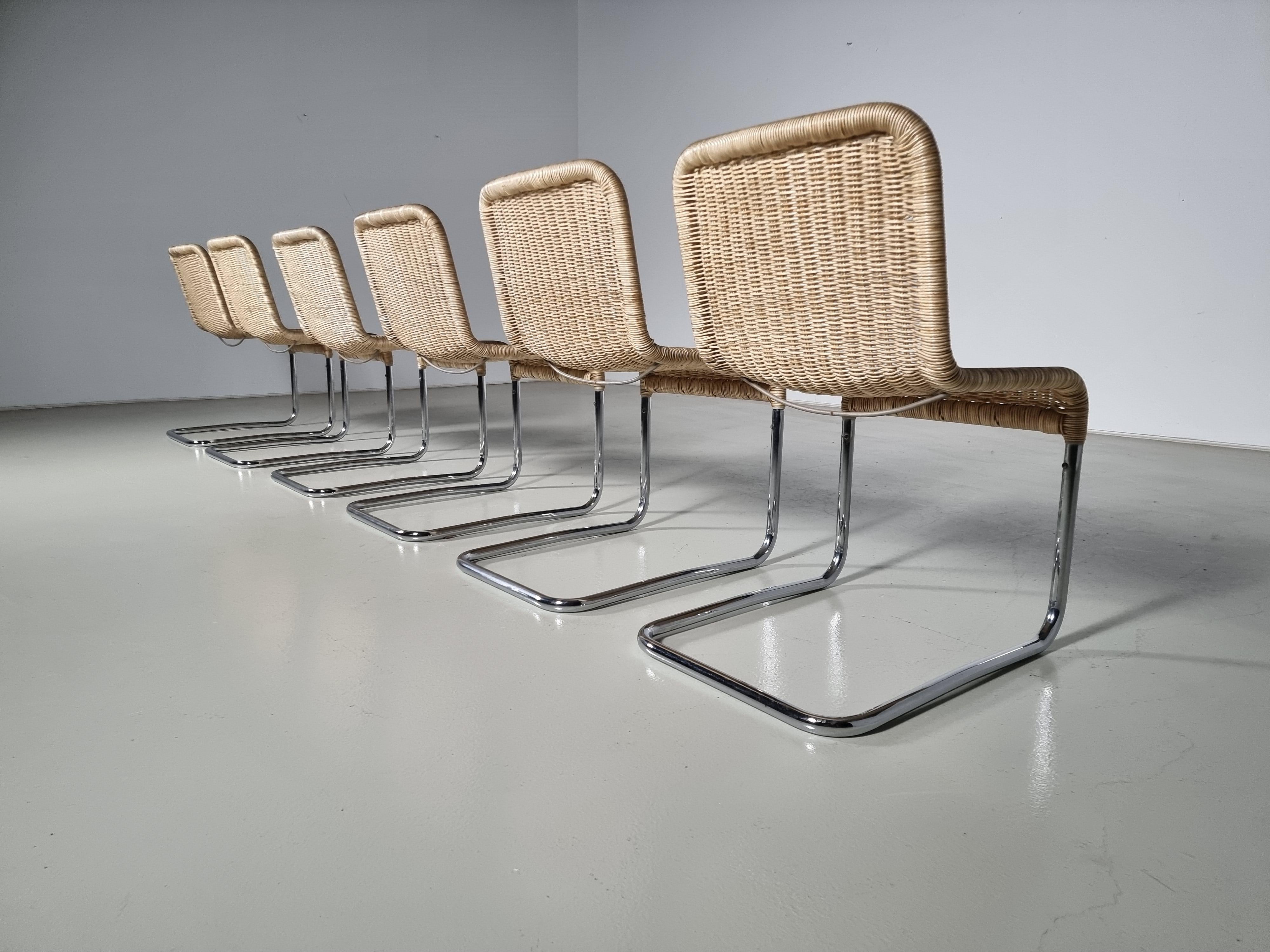 Chrome Set of 6 Tecta B20 Dining Chairs by Axel Bruchhäuser, 1980s