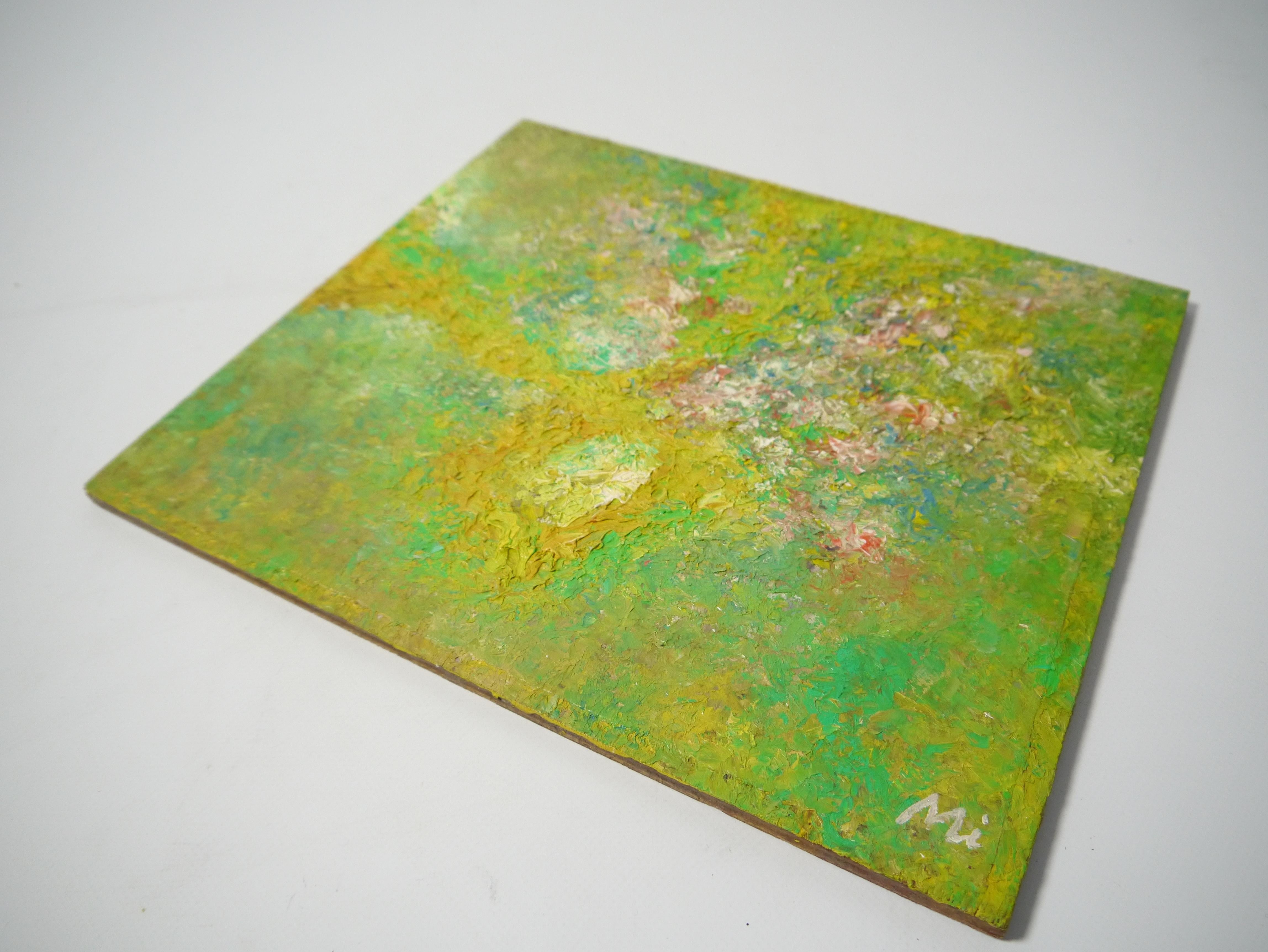 Set di 6 dipinti ad olio astratti e strutturati, firma: 