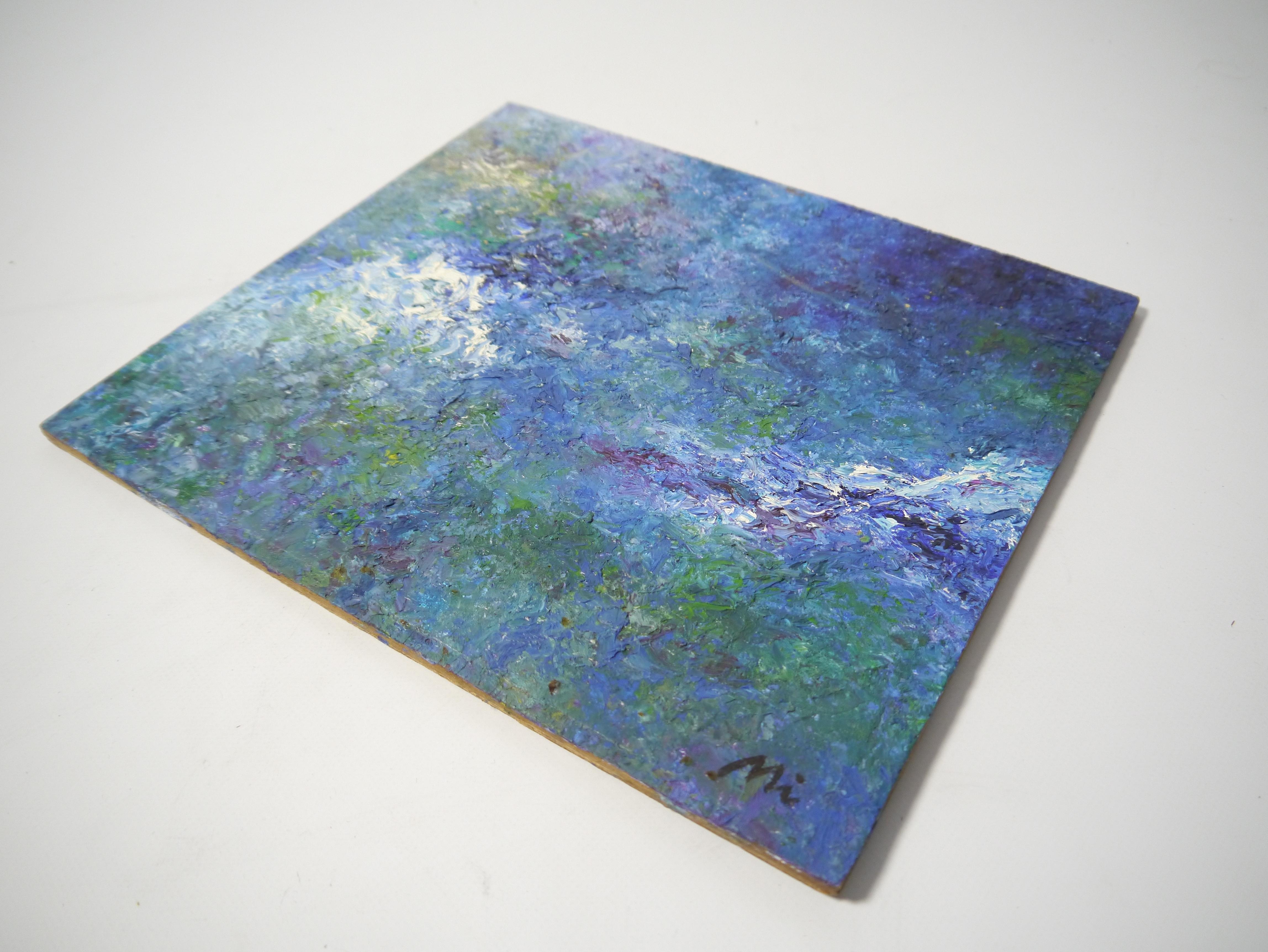 Set di 6 dipinti ad olio astratti e strutturati, firma: 