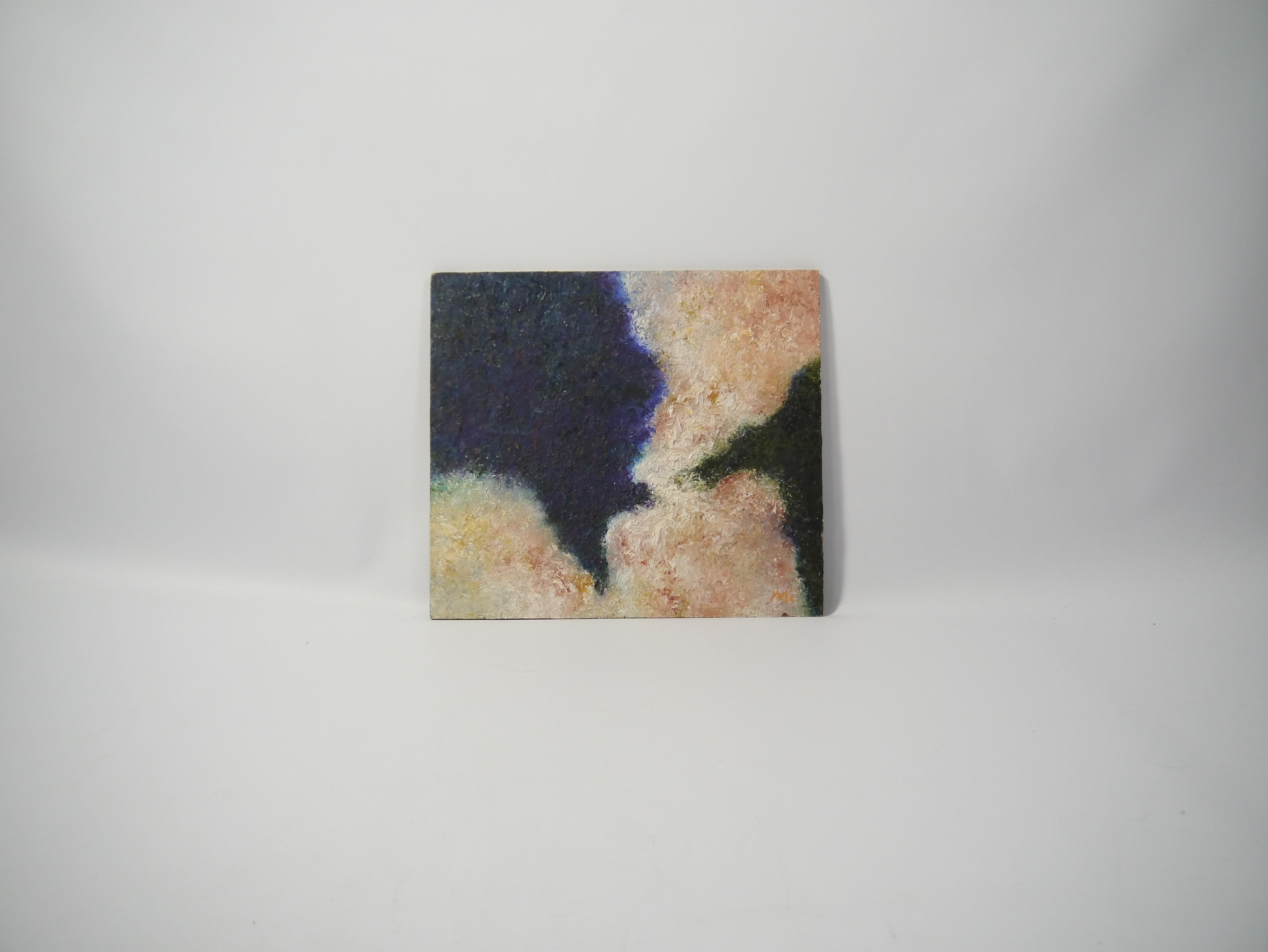 Set di 6 dipinti ad olio astratti e strutturati, firma: 