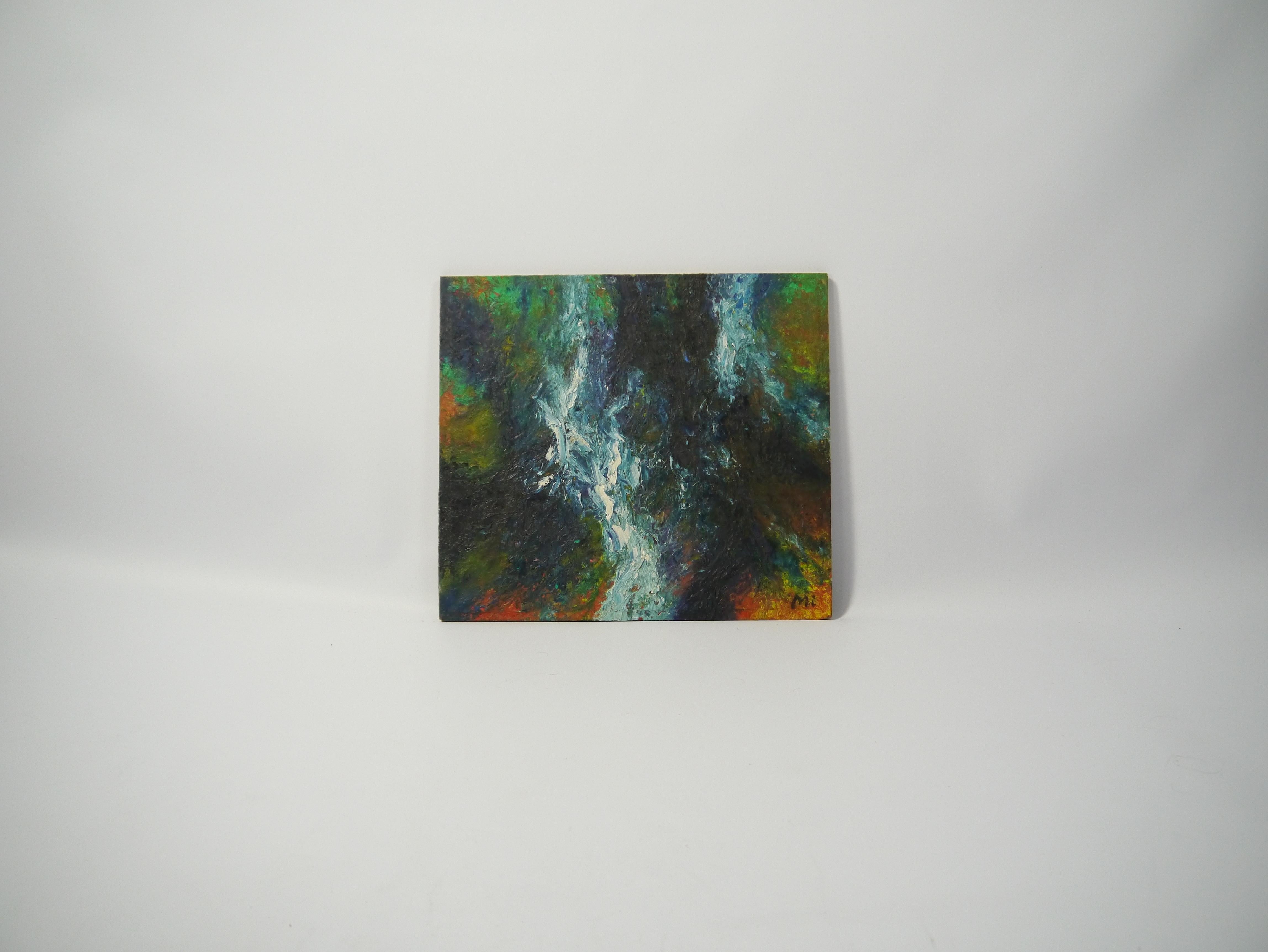 Set di 6 dipinti ad olio astratti e strutturati, firma: 