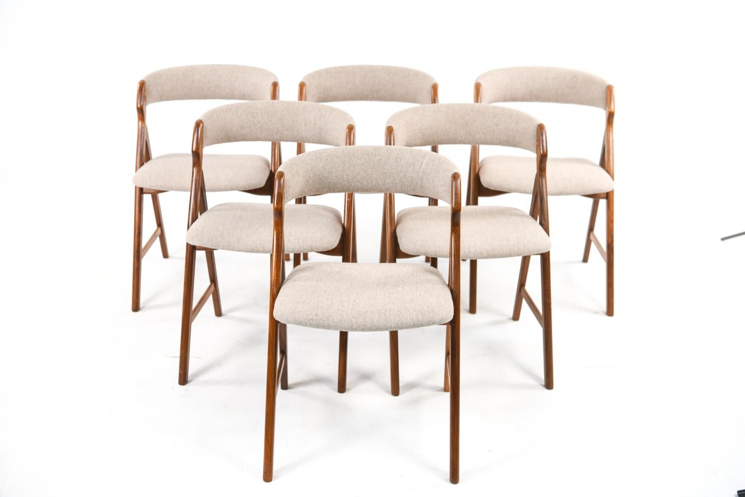 Mid-Century Modern Set of 6 TH. Harlev Model 205 Side Chairs for Farstrup
