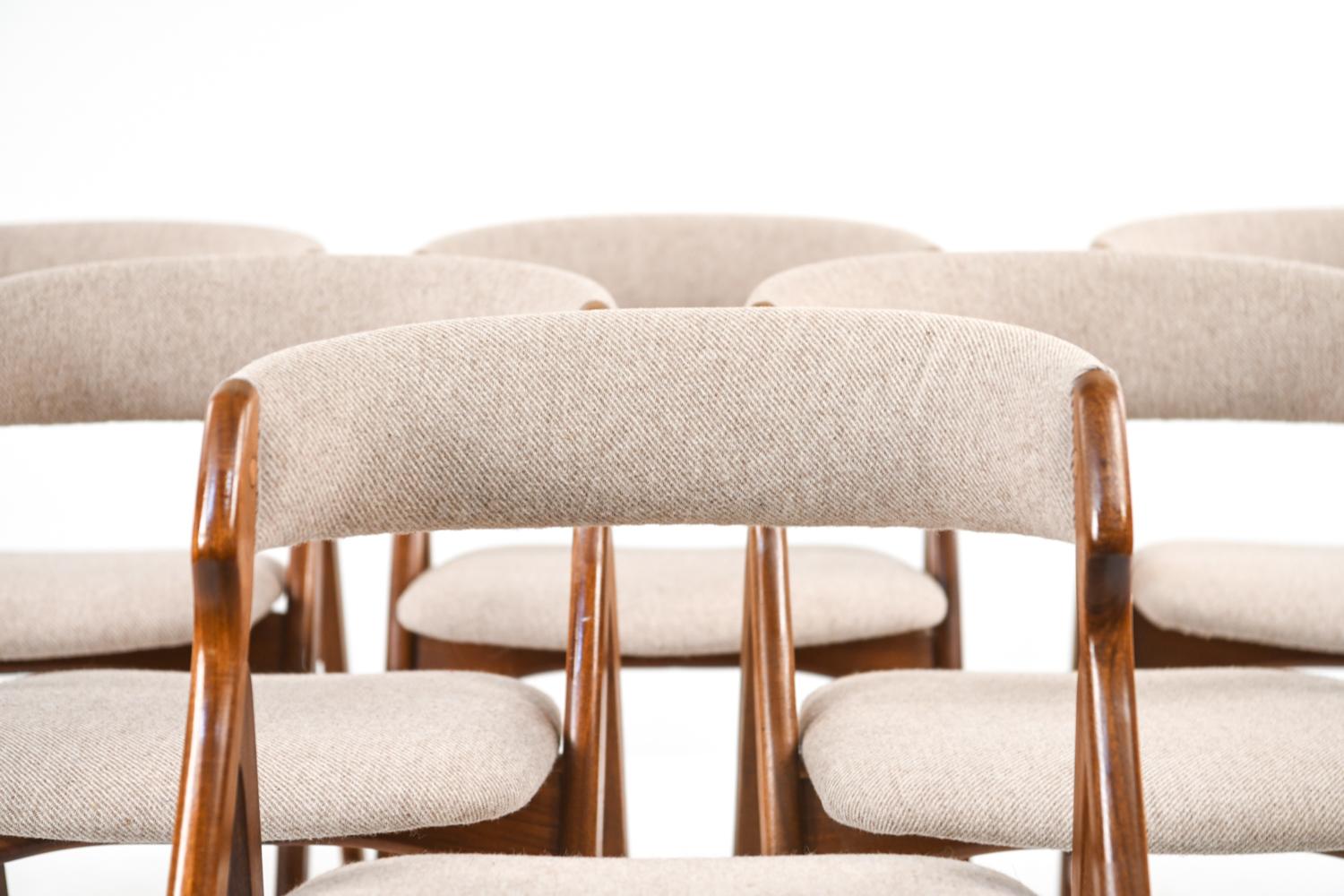 Danish Set of 6 TH. Harlev Model 205 Side Chairs for Farstrup