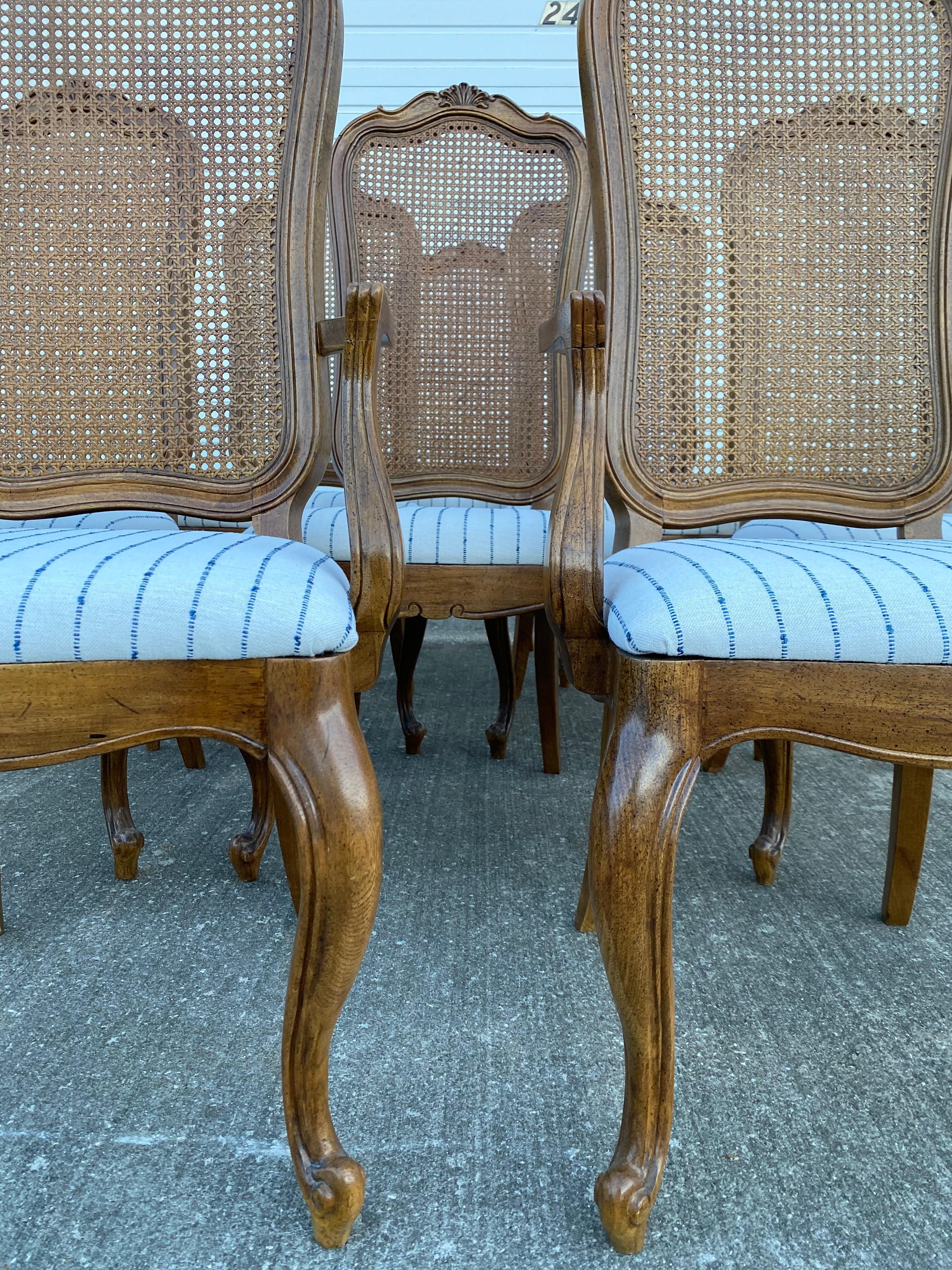 Set of 8 Thomasville French Provincial Cane Back Dining Chairs 5