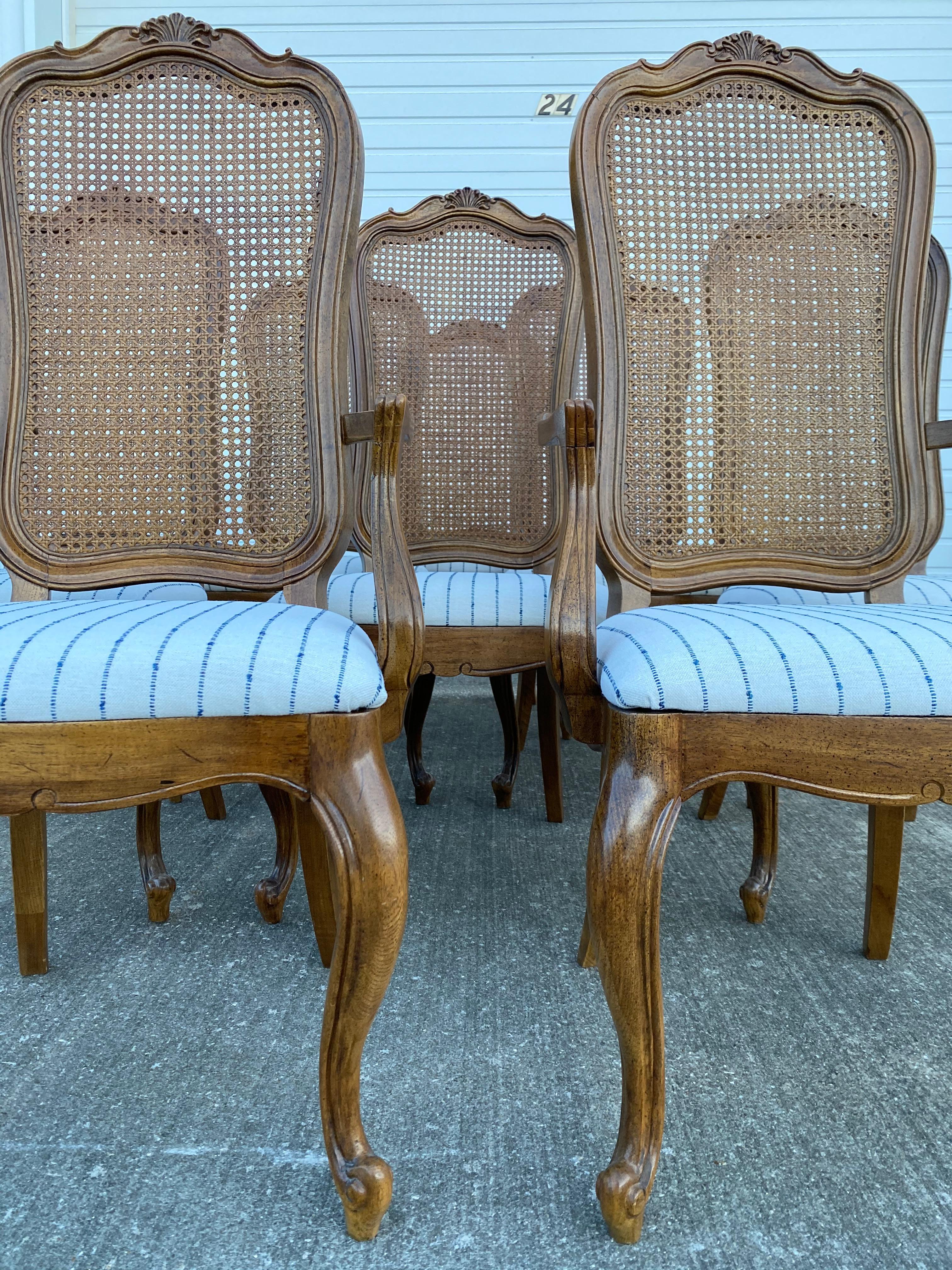 Set of 8 Thomasville French Provincial Cane Back Dining Chairs 6