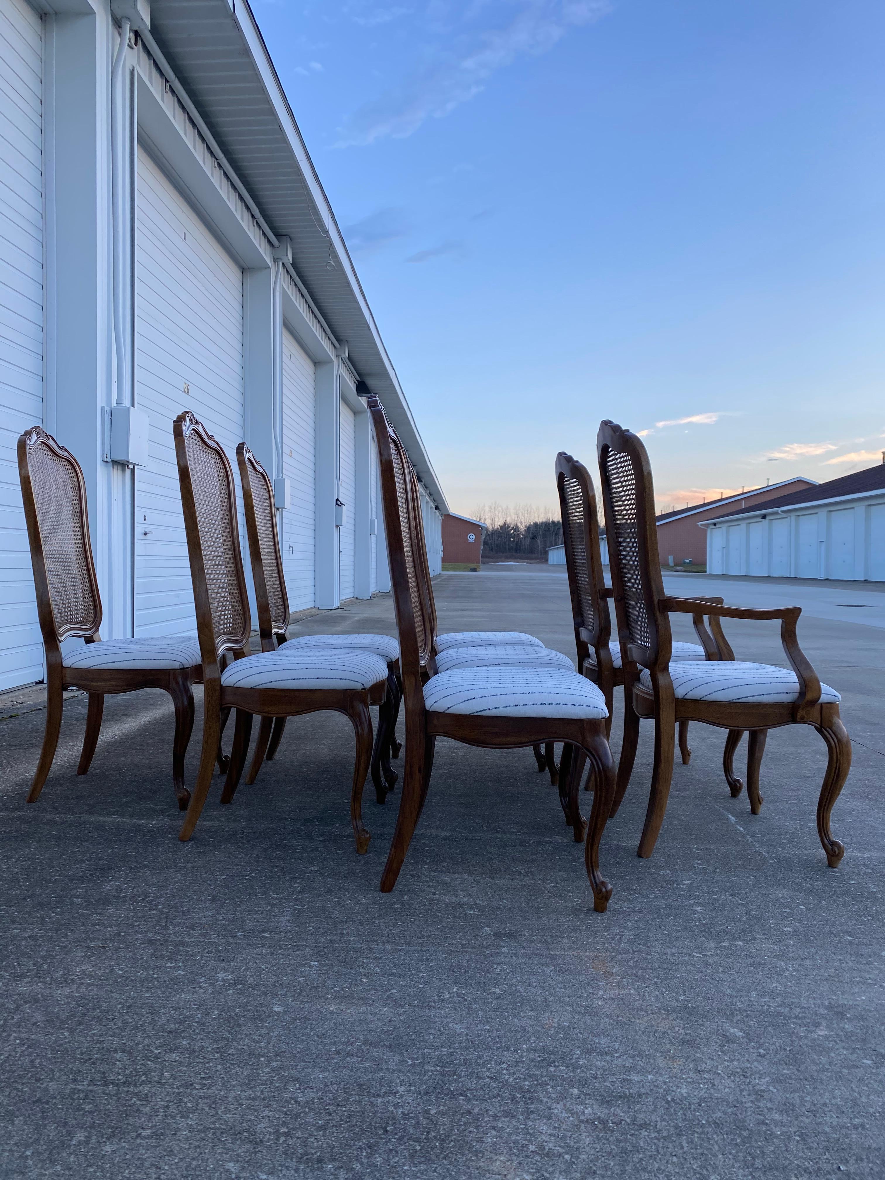 Set of 8 Thomasville French Provincial Cane Back Dining Chairs 7