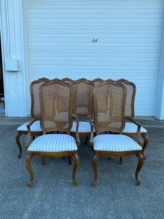 Set of 8 Thomasville French Provincial Cane Back Dining Chairs
