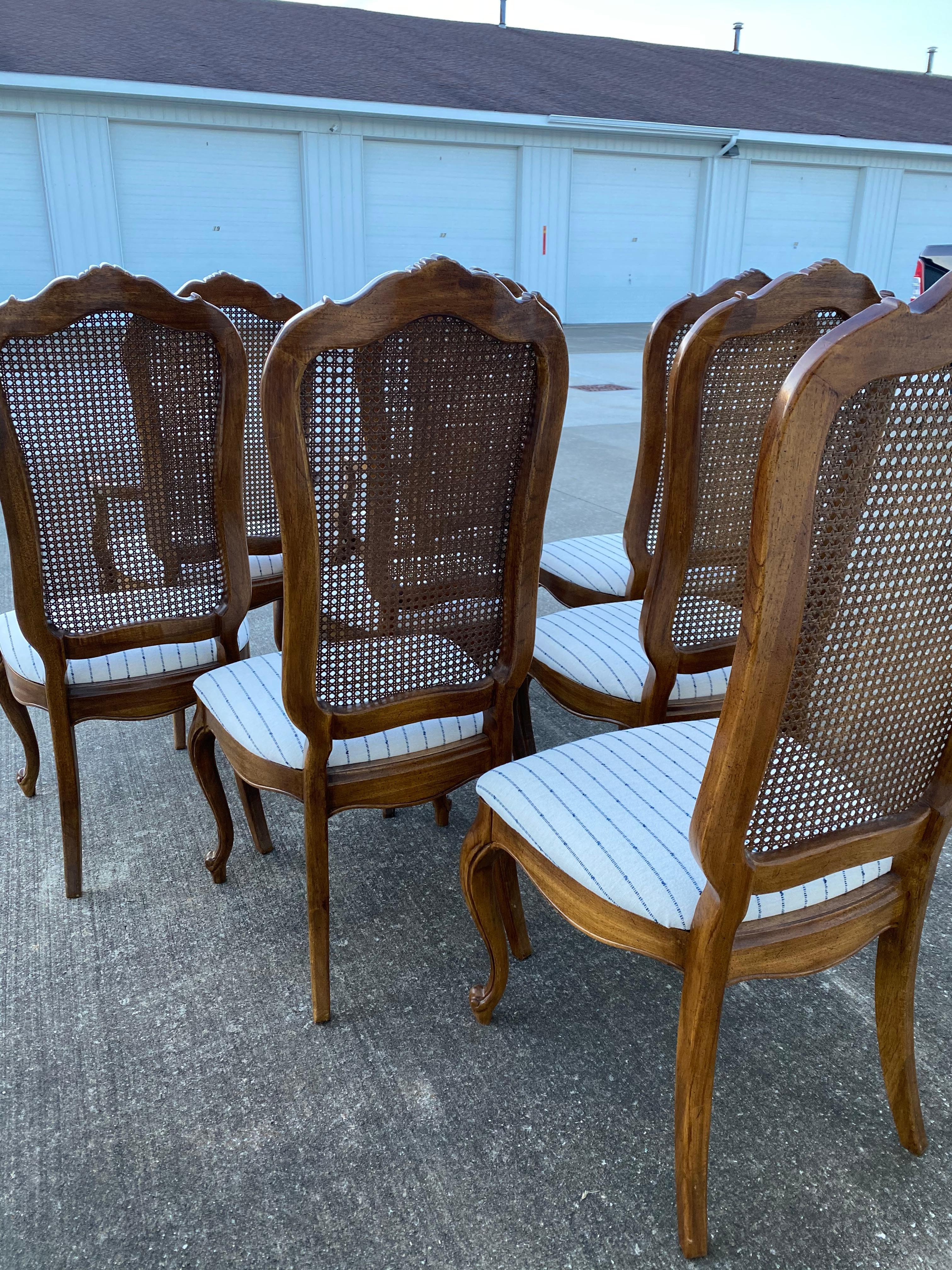 Set of 8 Thomasville French Provincial Cane Back Dining Chairs 3