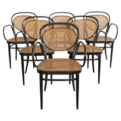 Set of 6 Thonet 215RF Bentwood and Webbing Armchairs 1979