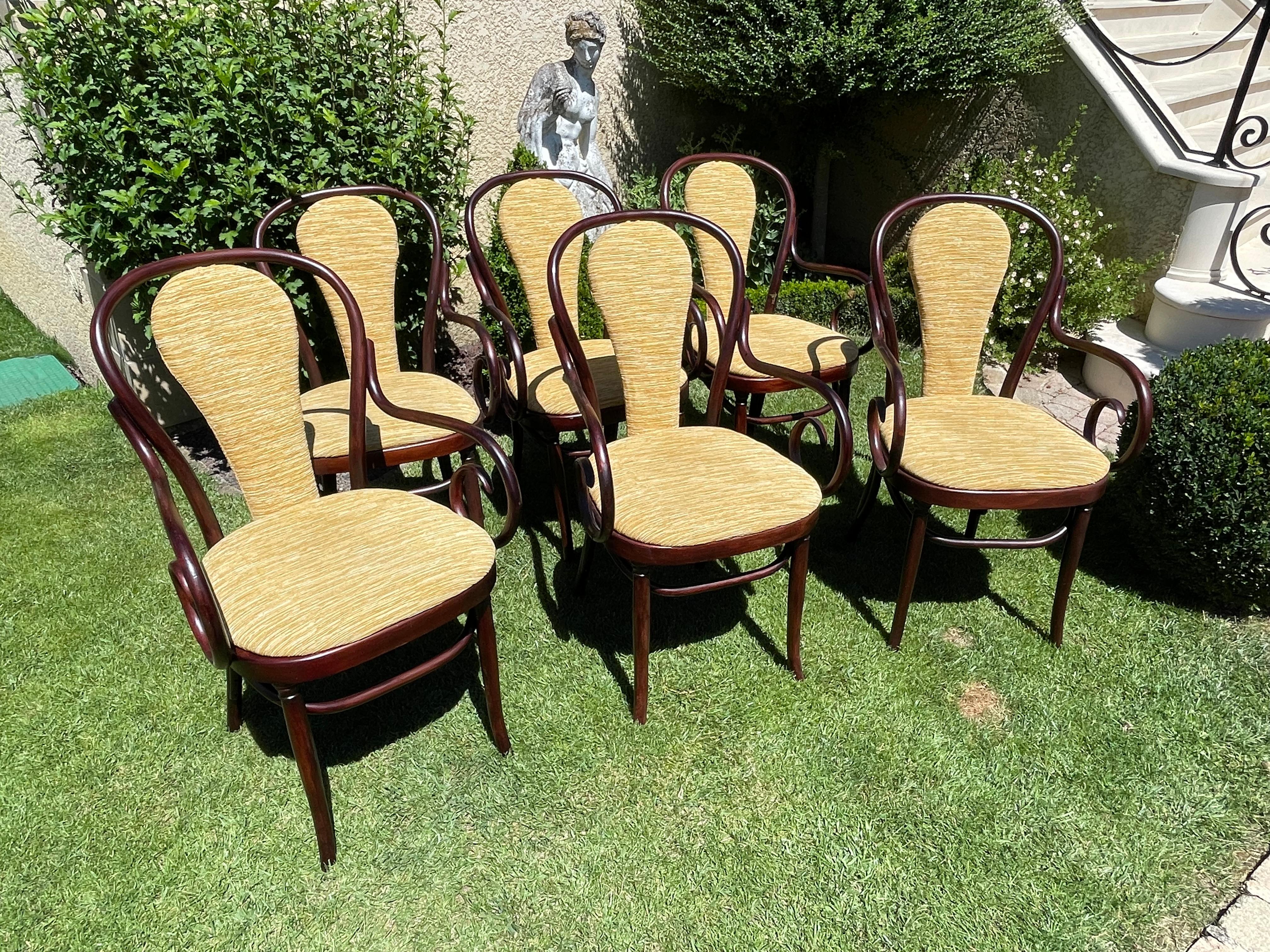 French Set Of 6 Thonet Armchairs For Sale