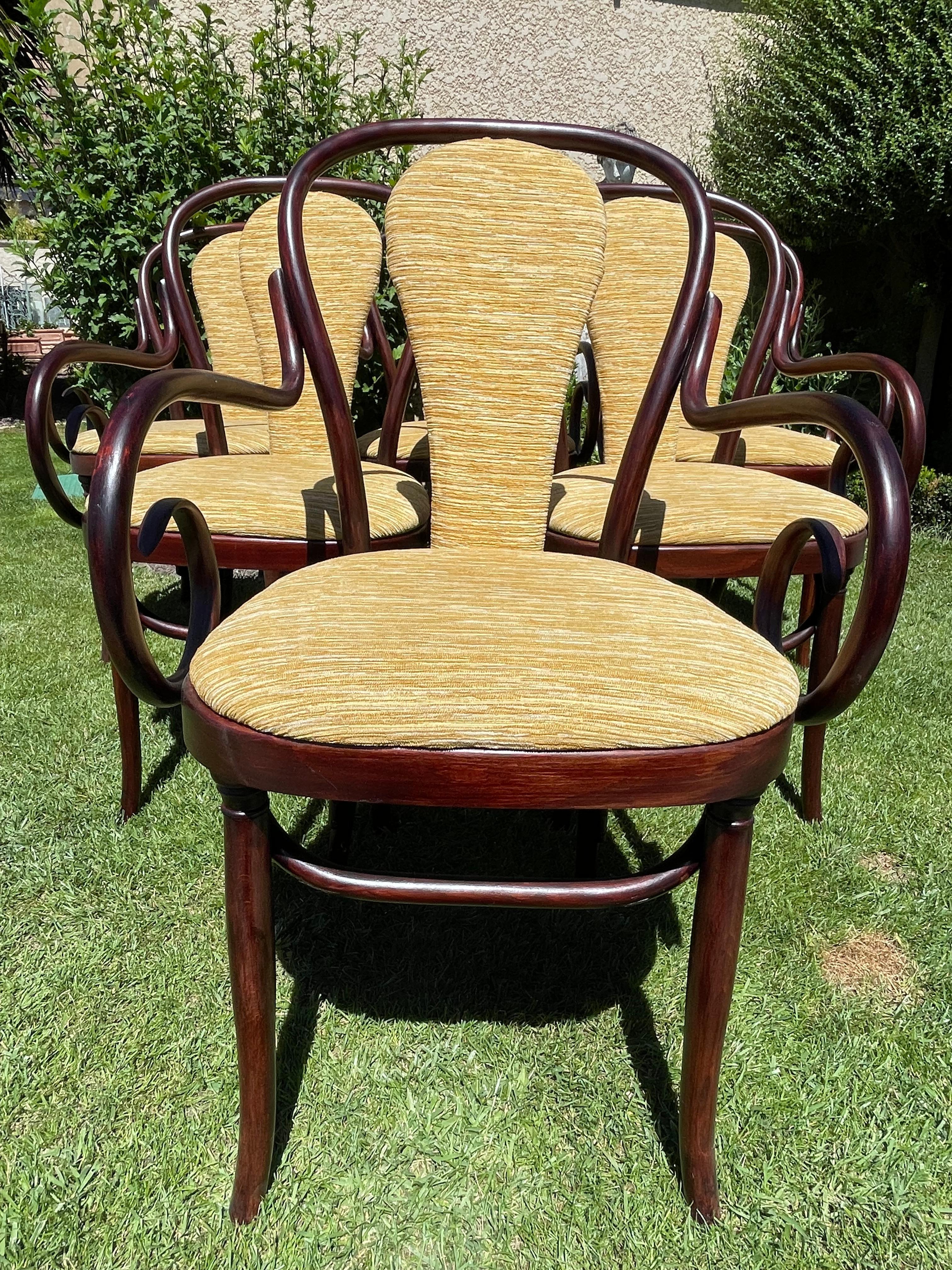 Wood Set Of 6 Thonet Armchairs For Sale