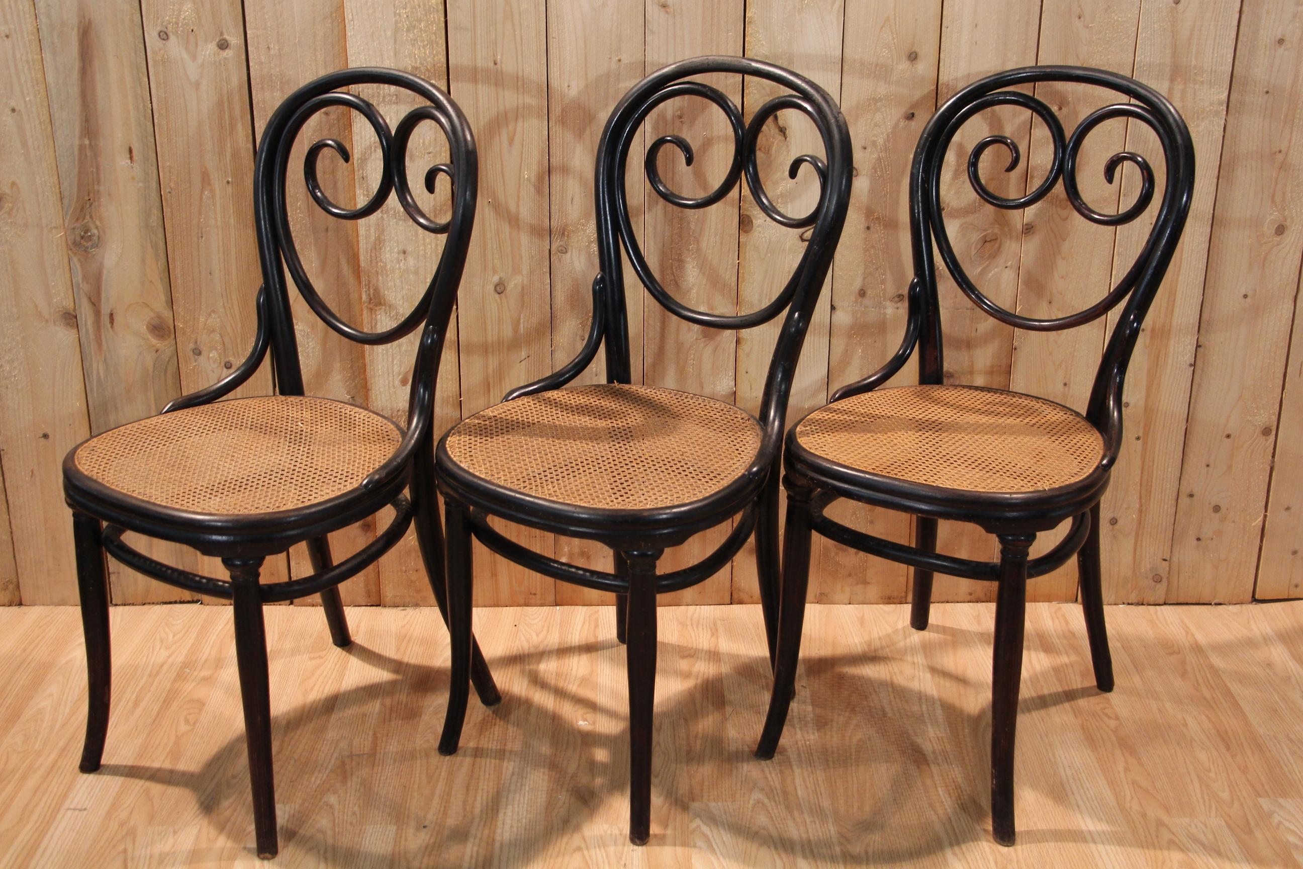 Austriaco Set di 6 sedie Thonet n. 2 Napoleone III in vendita