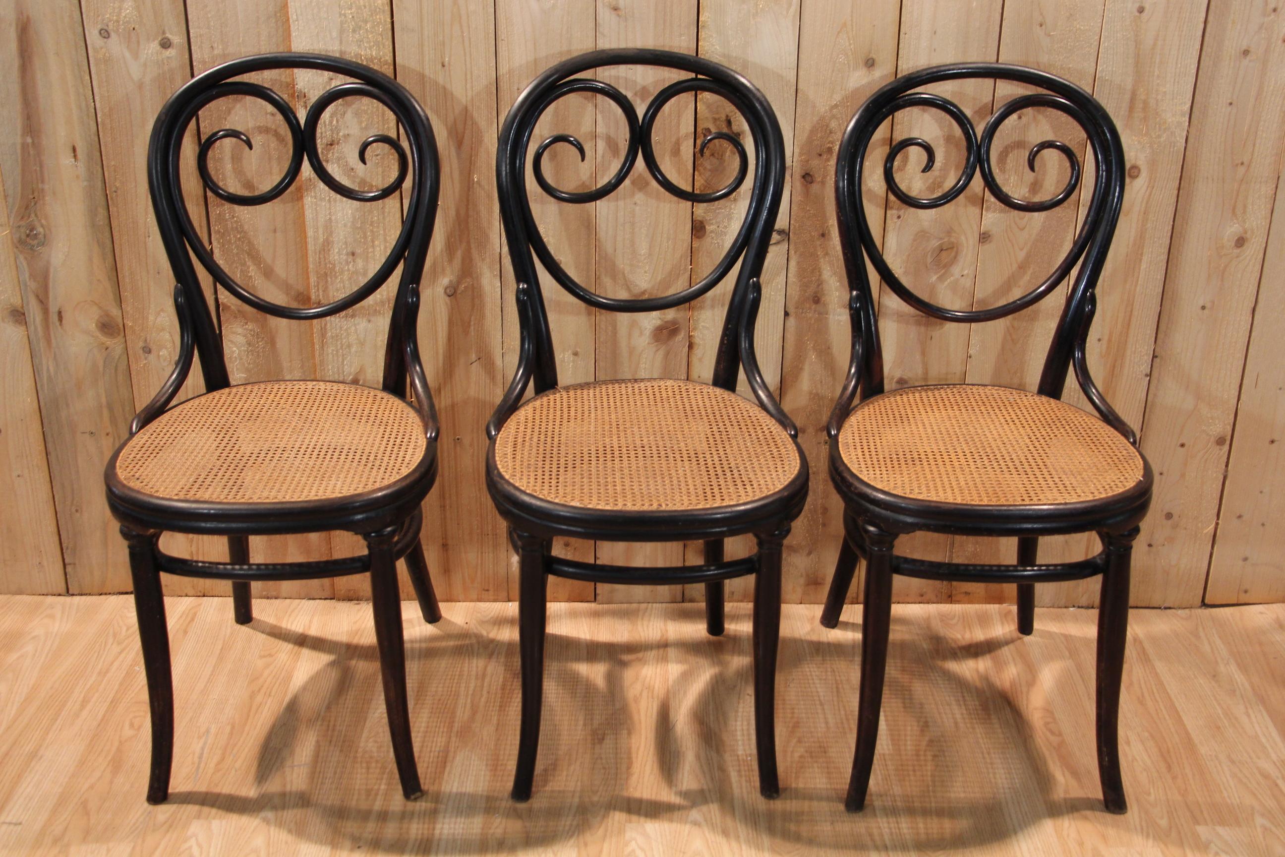 Legno Set di 6 sedie Thonet n. 2 Napoleone III in vendita