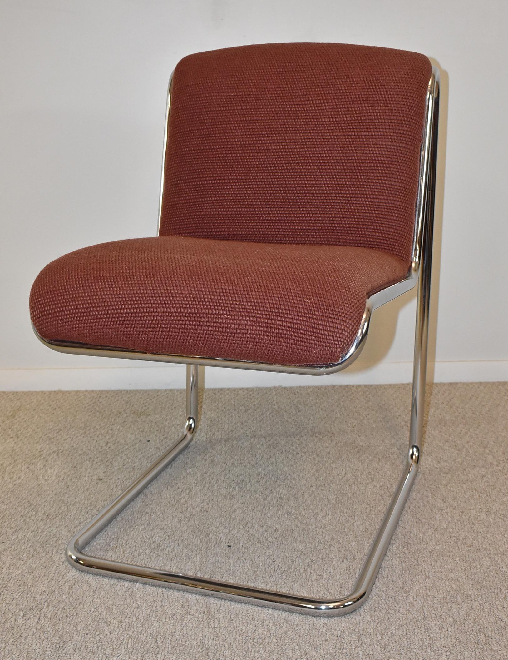 Set of 6 Thonet Chrome Upholstered Dining Chairs In Good Condition For Sale In Toledo, OH